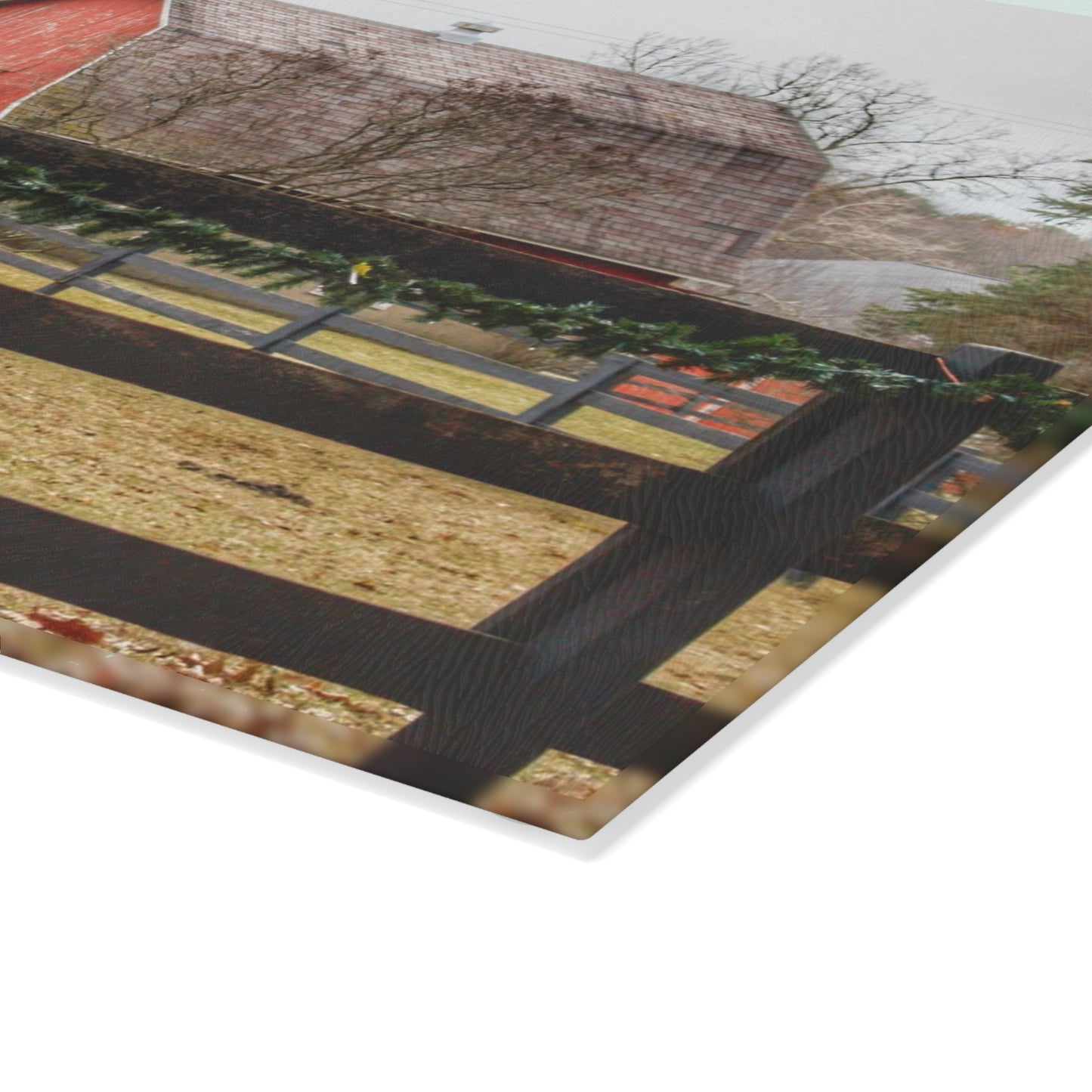 U R There Photography Beyond the Fence on Blood Road Rustic Farmhouse Tempered-Glass Cutting Board