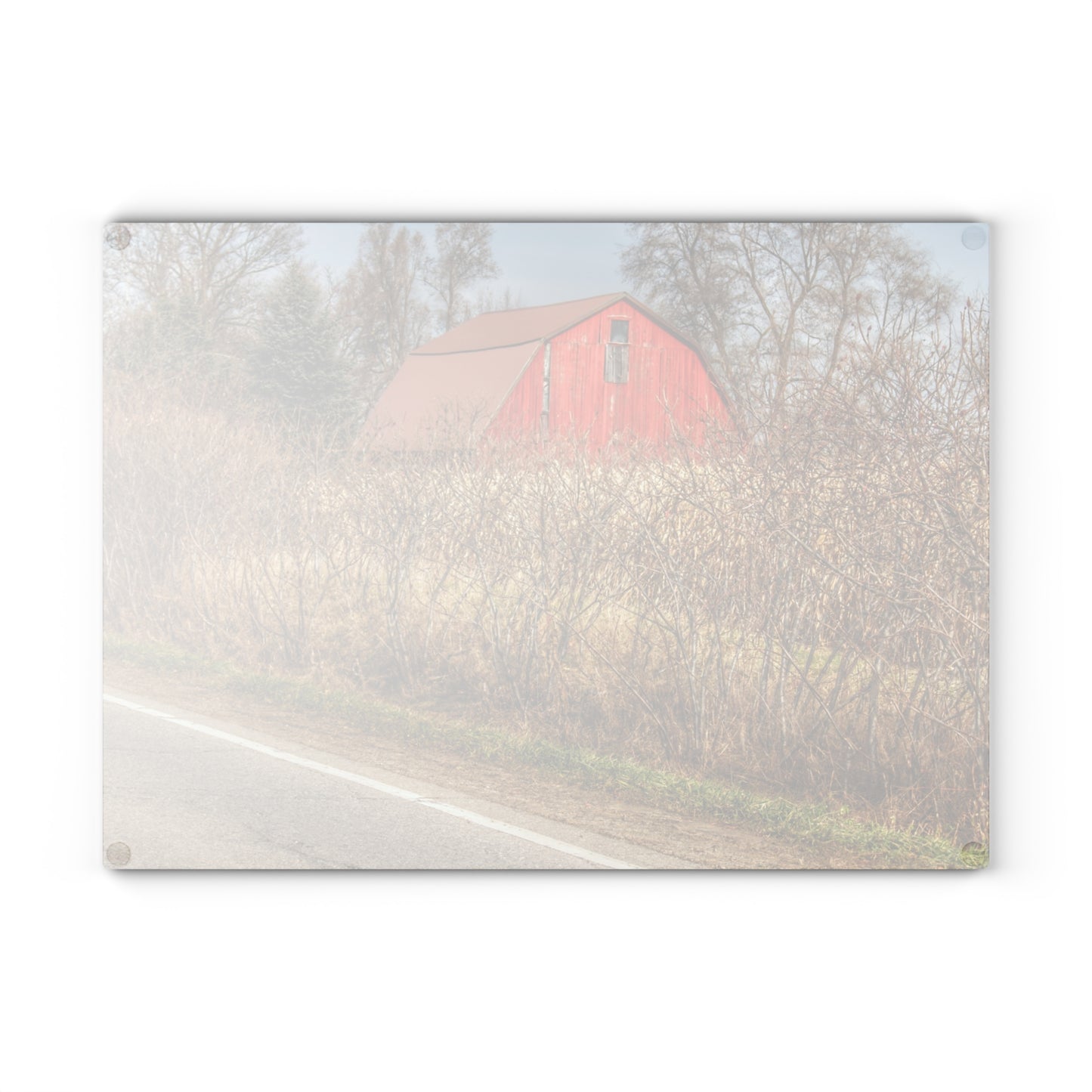 U R There Photography South Lake Pleasant Road Red Rustic Farmhouse Tempered-Glass Cutting Board