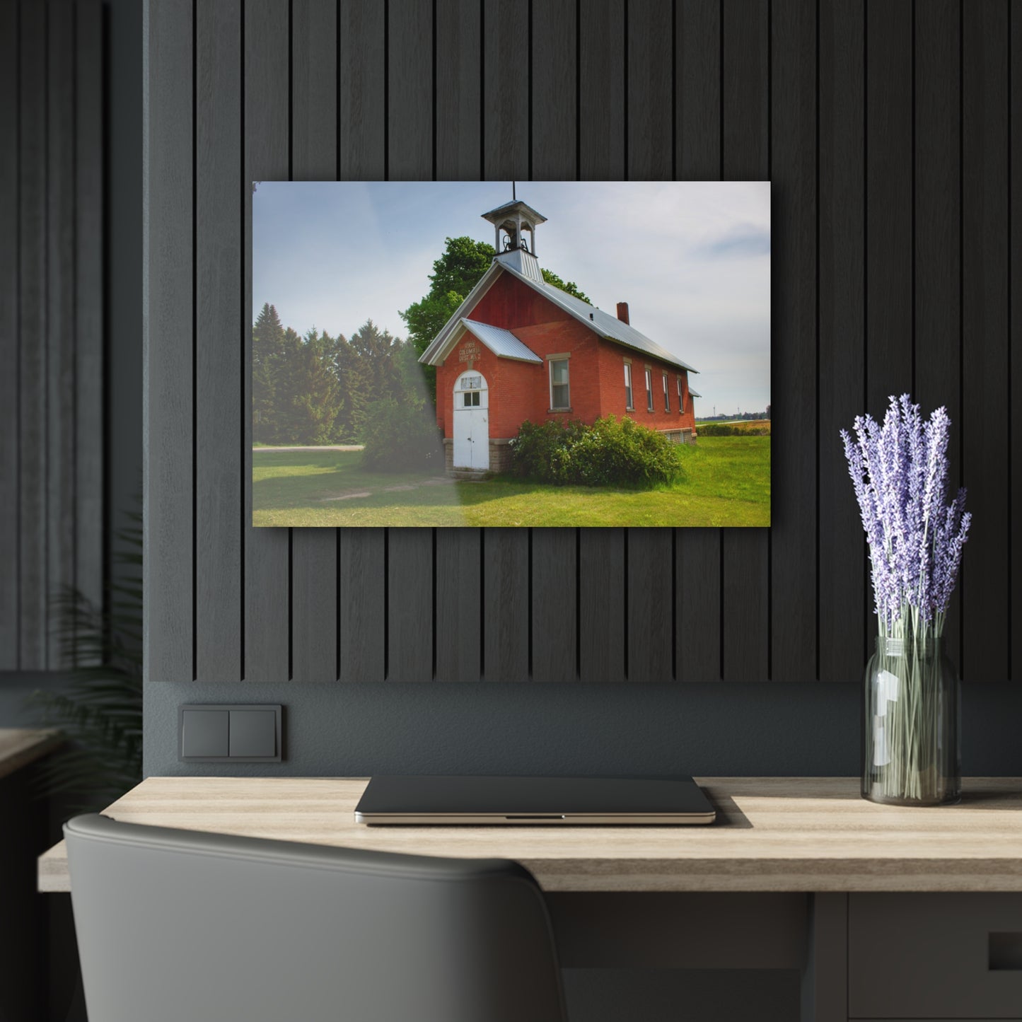 U R There Photography French Road Old Standard Schoolhouse I Rustic Farmhouse Acrylic Wall Print