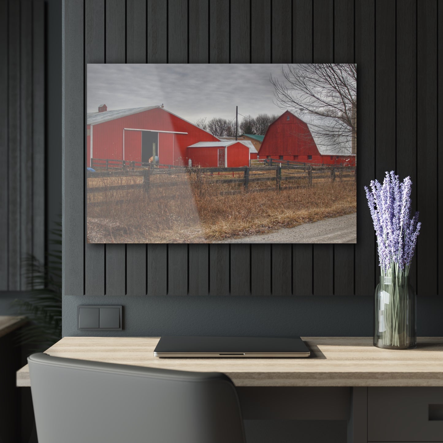 U R There Photography January Reds Rustic Farmhouse Acrylic Wall Print