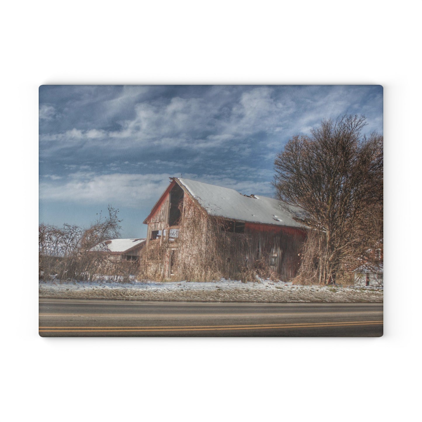 U R There Photography Almont Van Dyke Red II Rustic Farmhouse Tempered-Glass Cutting Board