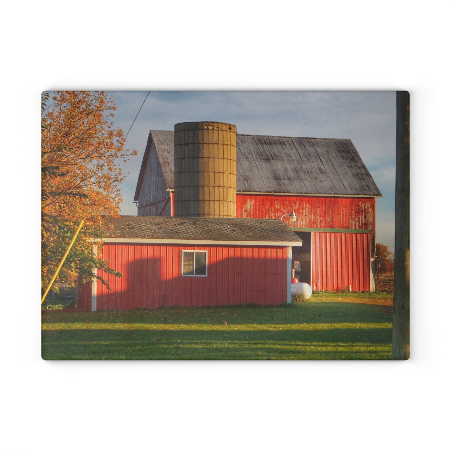 U R There Photography Peck Road Reds Rustic Farmhouse Tempered-Glass Cutting Board