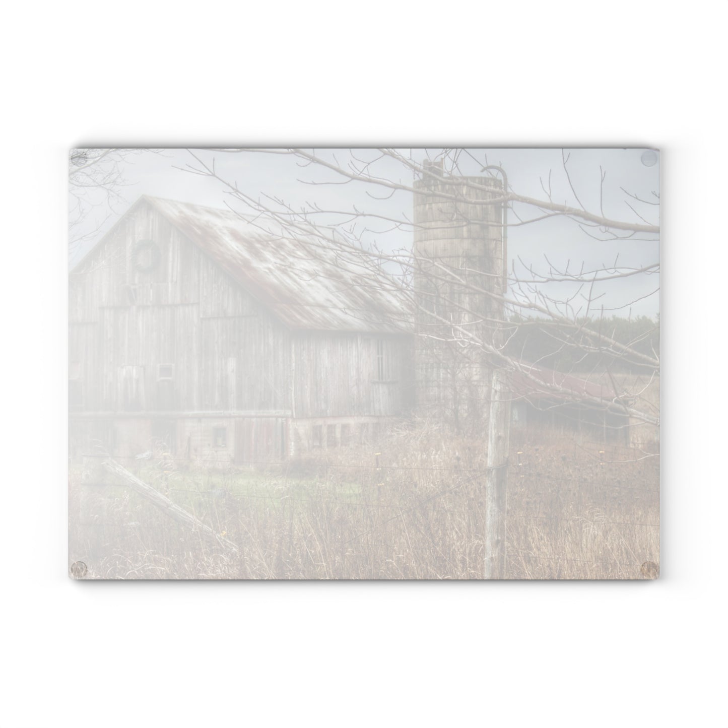 U R There Photography Churchill Christmas Barn I Rustic Farmhouse Tempered-Glass Cutting Board
