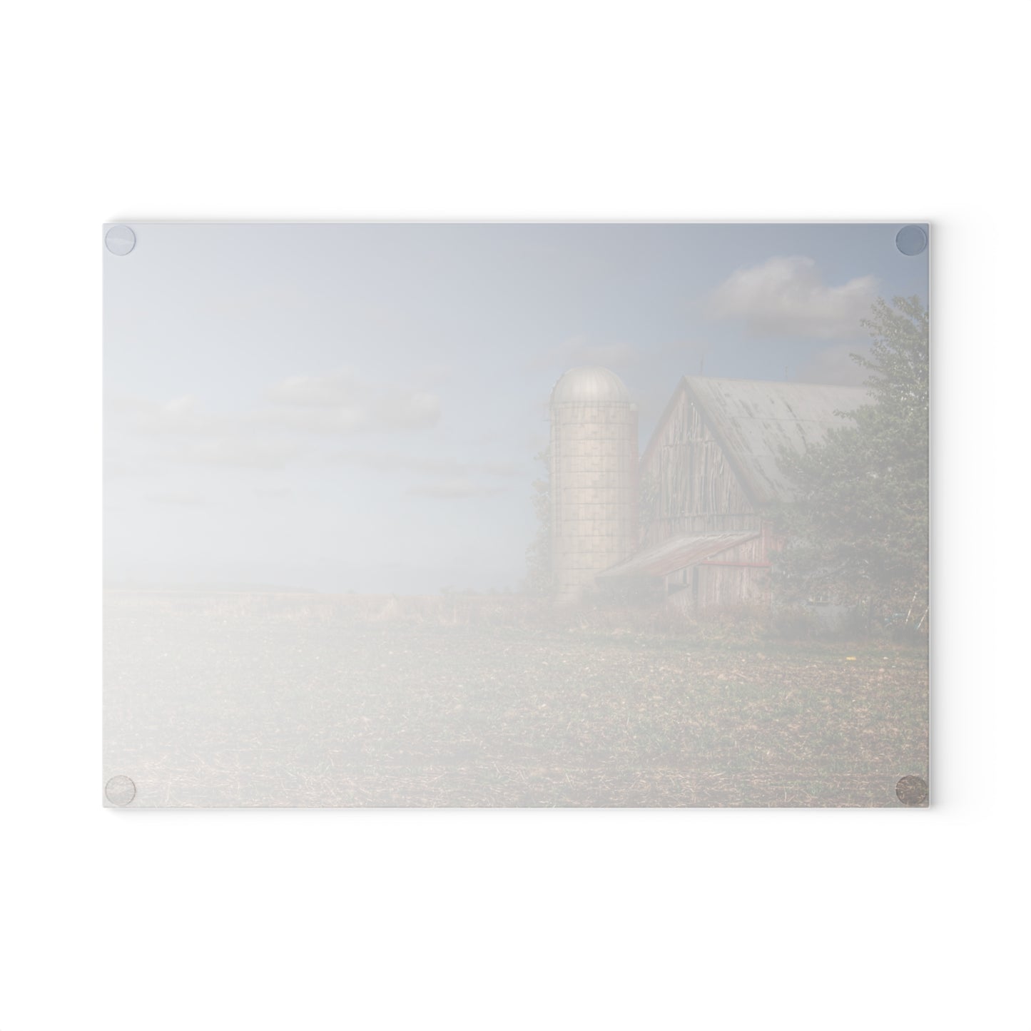 U R There Photography Sheridan Line Road Grey II Rustic Farmhouse Tempered-Glass Cutting Board