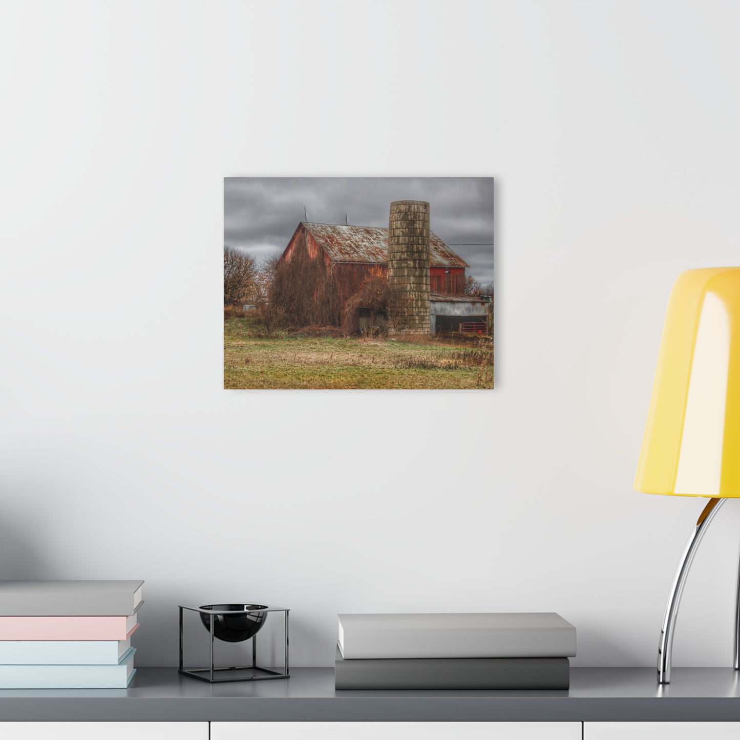 U R There Photography Slattery Road Old Red and Silo I Rustic Farmhouse Acrylic Wall Print