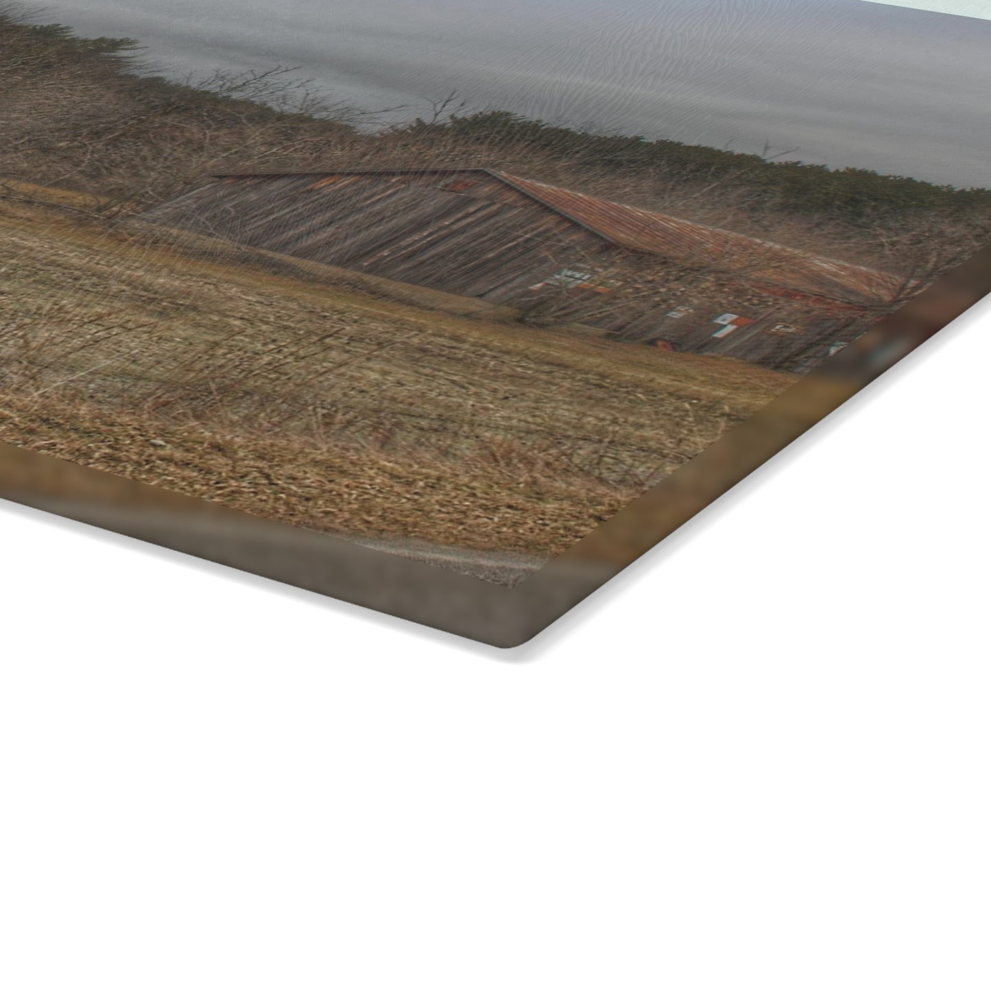 U R There Photography Barns of Arbela III Rustic Farmhouse Tempered-Glass Cutting Board