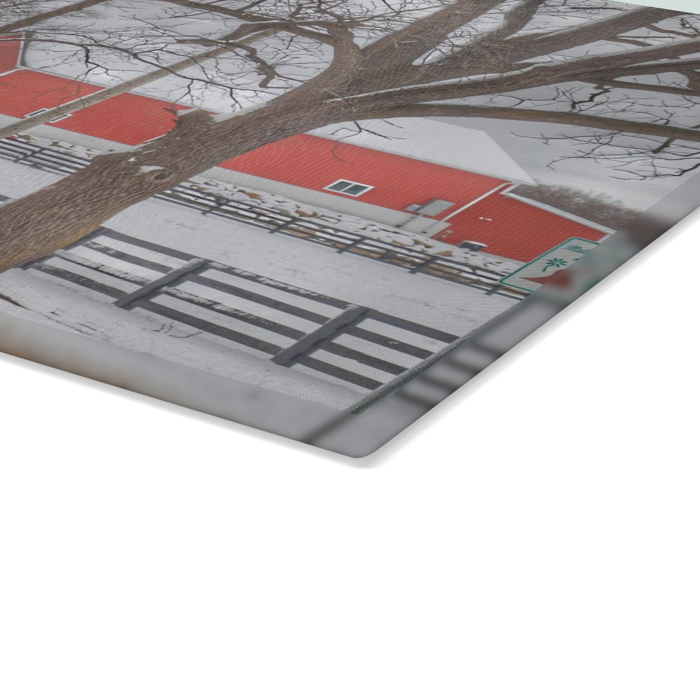 U R There Photography Barns of Barber Road I Rustic Farmhouse Tempered-Glass Cutting Board
