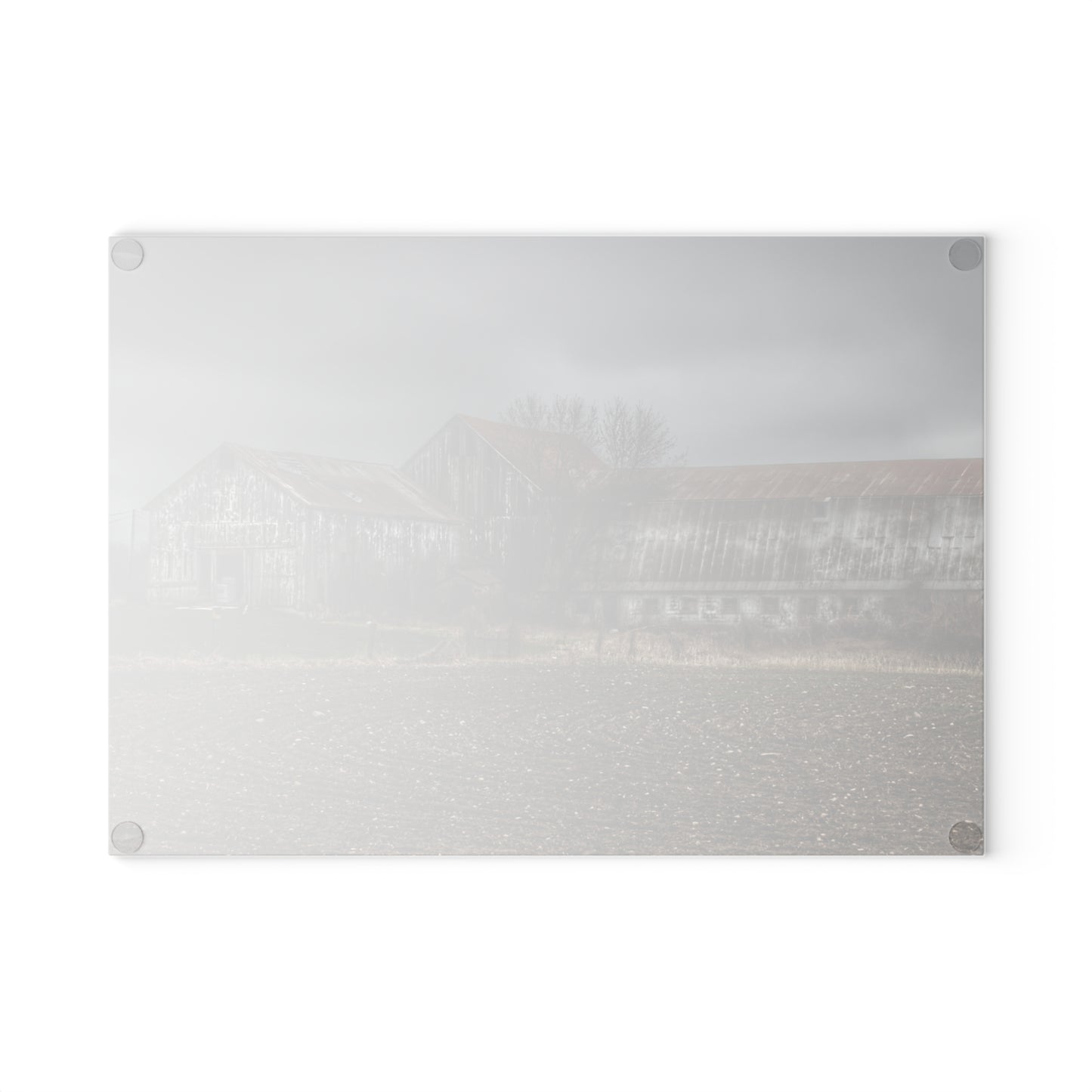 U R There Photography Rusted and Grey on Newark Road Rustic Farmhouse Tempered-Glass Cutting Board