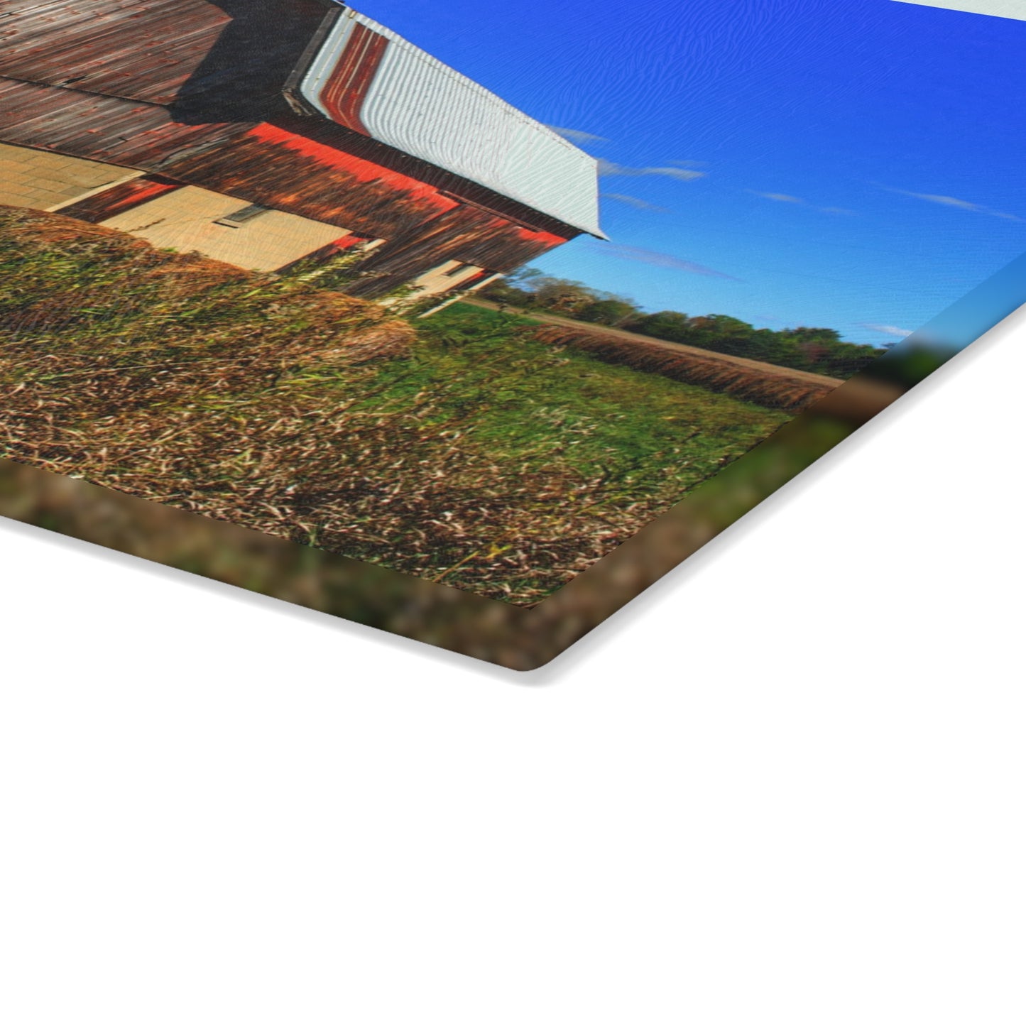 U R There Photography Byington Road Red II Rustic Farmhouse Tempered-Glass Cutting Board