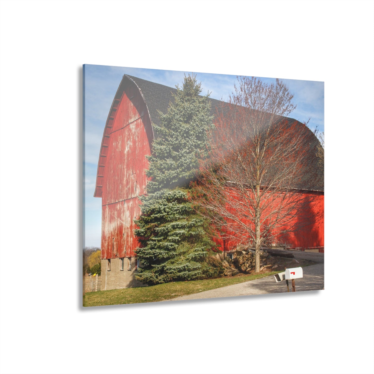 U R There Photography West Sutton Road Red Rustic Farmhouse Acrylic Wall Print
