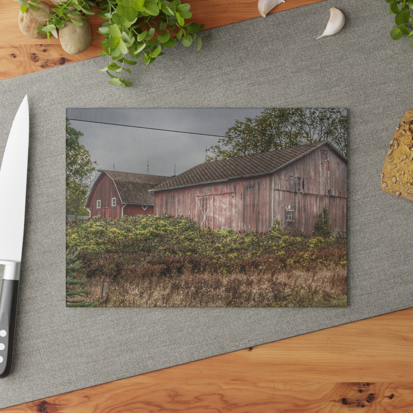 U R There Photography Washburn Reds I Rustic Farmhouse Tempered-Glass Cutting Board
