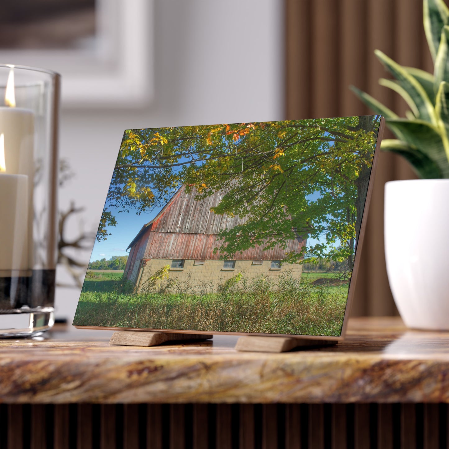 U R There Photography Byington Road Red I Rustic Farmhouse Decorative Ceramic Tile