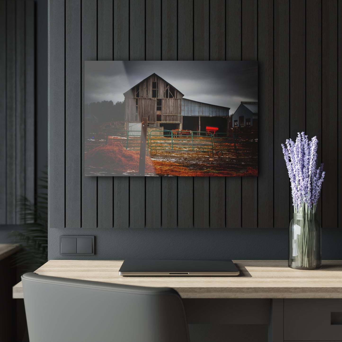U R There Photography Chapman Road Grey II Rustic Farmhouse Acrylic Wall Print