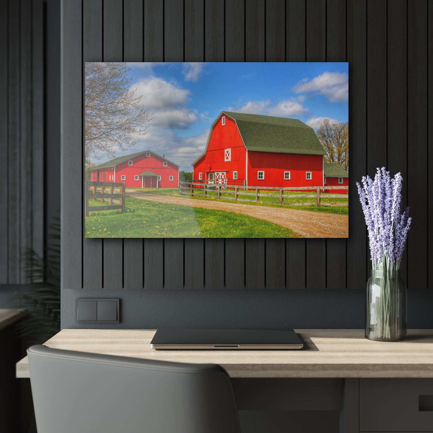 U R There Photography Sohn Road Reds Rustic Farmhouse Acrylic Wall Print