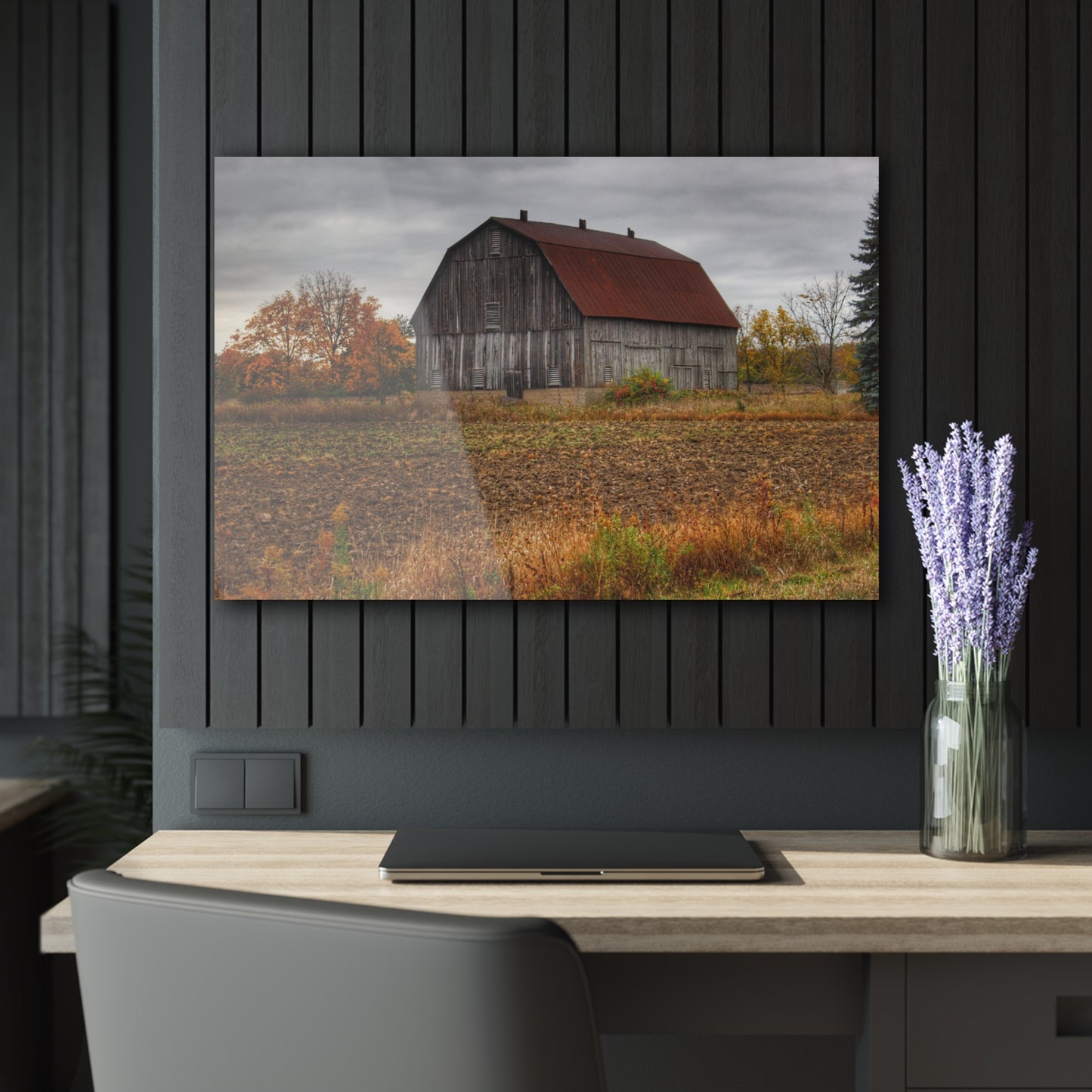 U R There Photography Sheridan Line Road Rusted Grey I Rustic Farmhouse Acrylic Wall Print