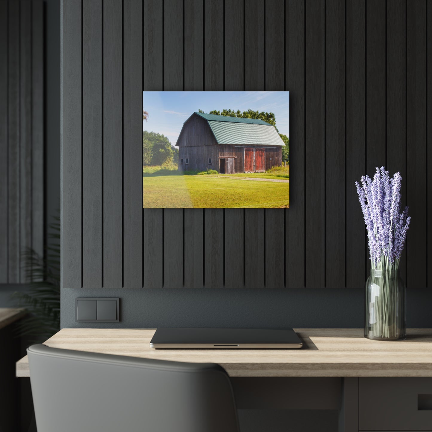 U R There Photography Red Door Barn of Mount Morris Road Rustic Farmhouse Acrylic Wall Print