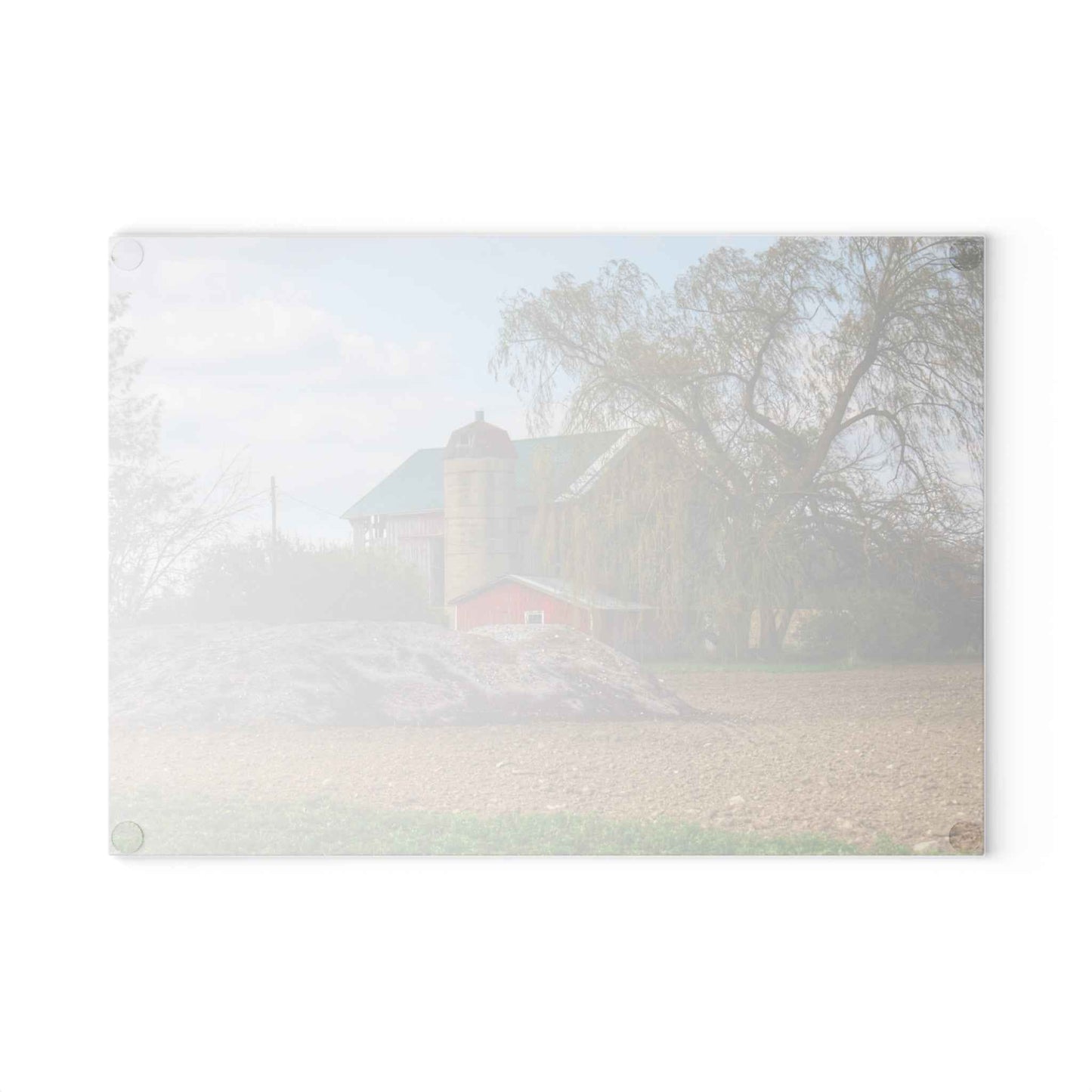 U R There Photography Cedar Creek Road Red Rustic Farmhouse Tempered-Glass Cutting Board