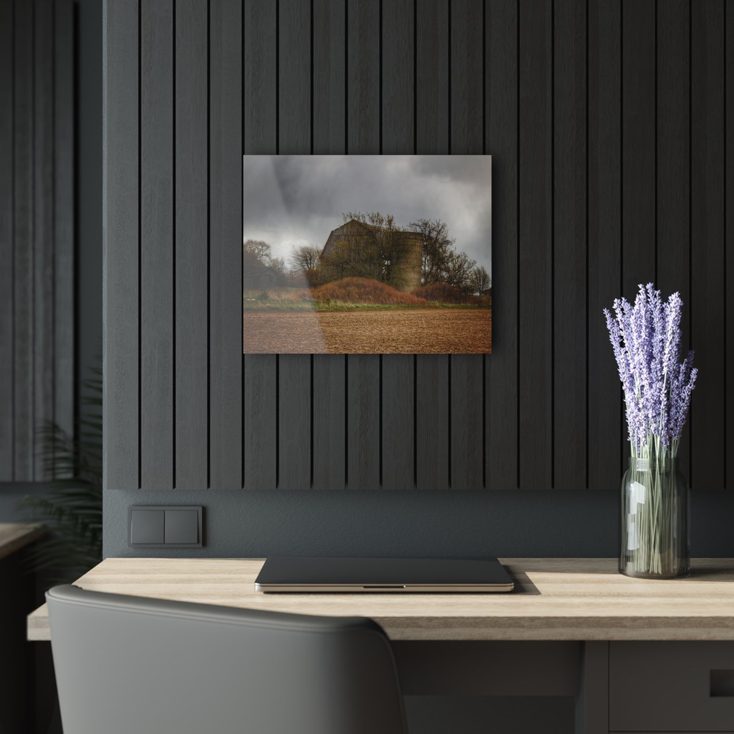 U R There Photography West Snover Grey Rustic Farmhouse Acrylic Wall Print