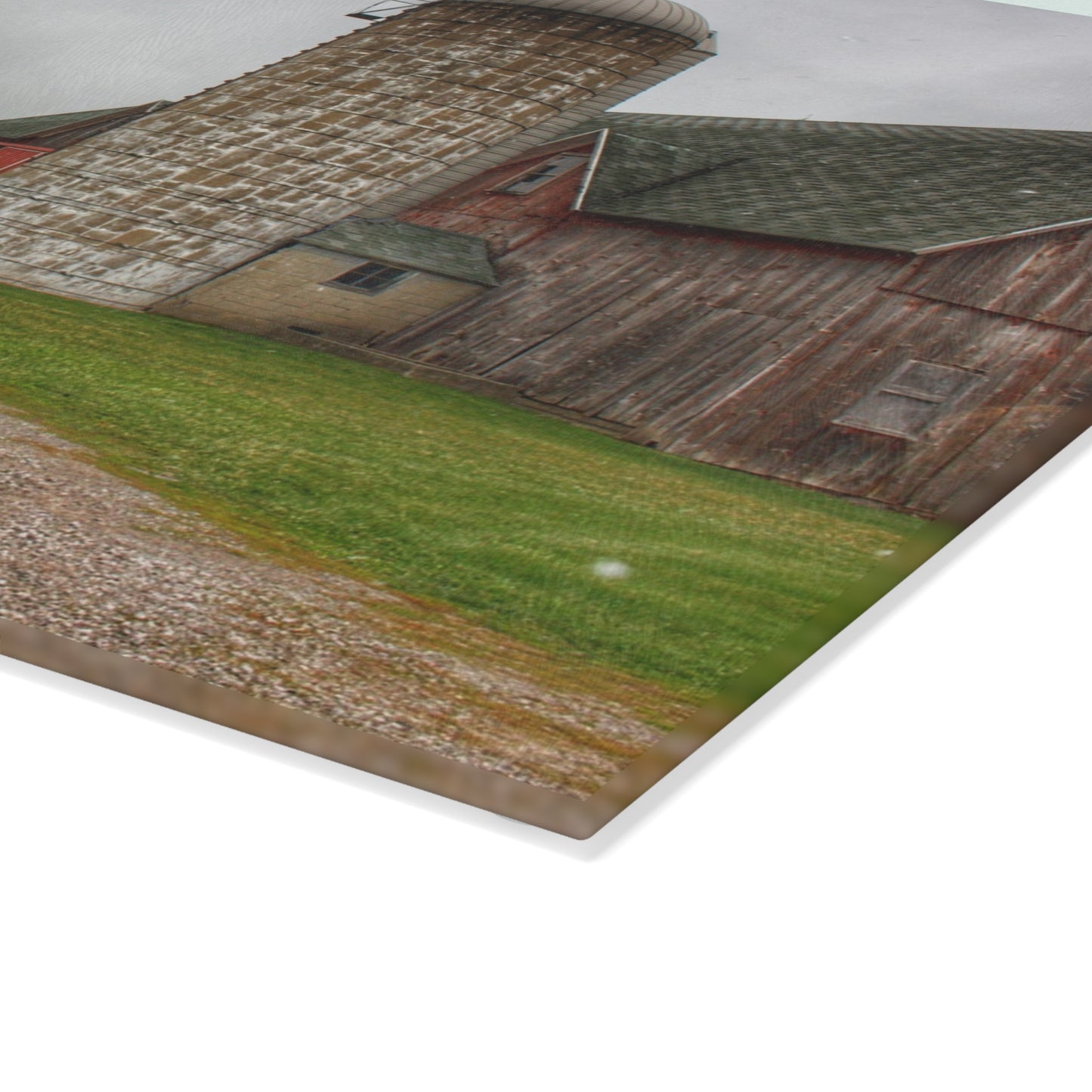 U R There Photography Roedel Roadside Reds II Rustic Farmhouse Tempered-Glass Cutting Board
