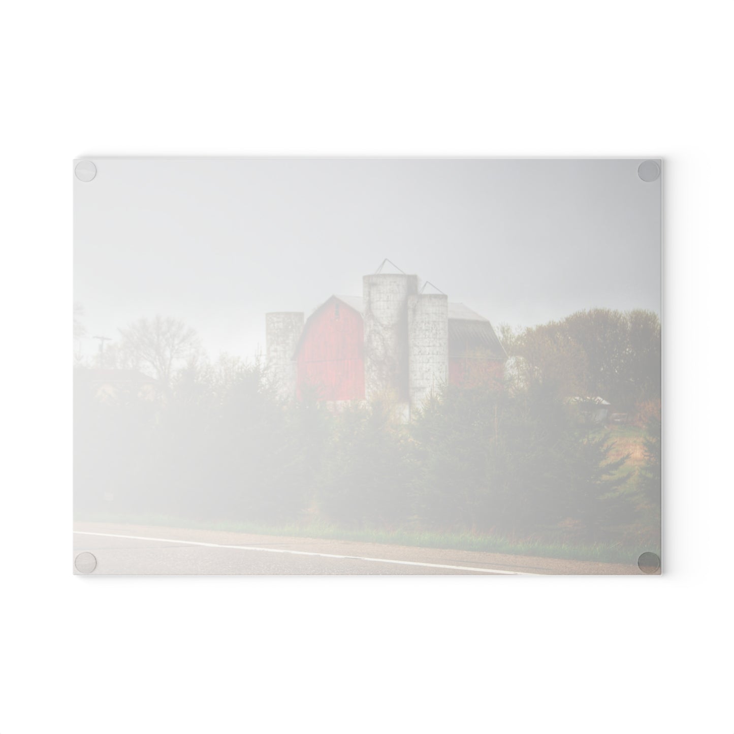 U R There Photography Castle Corner Red II Rustic Farmhouse Tempered-Glass Cutting Board