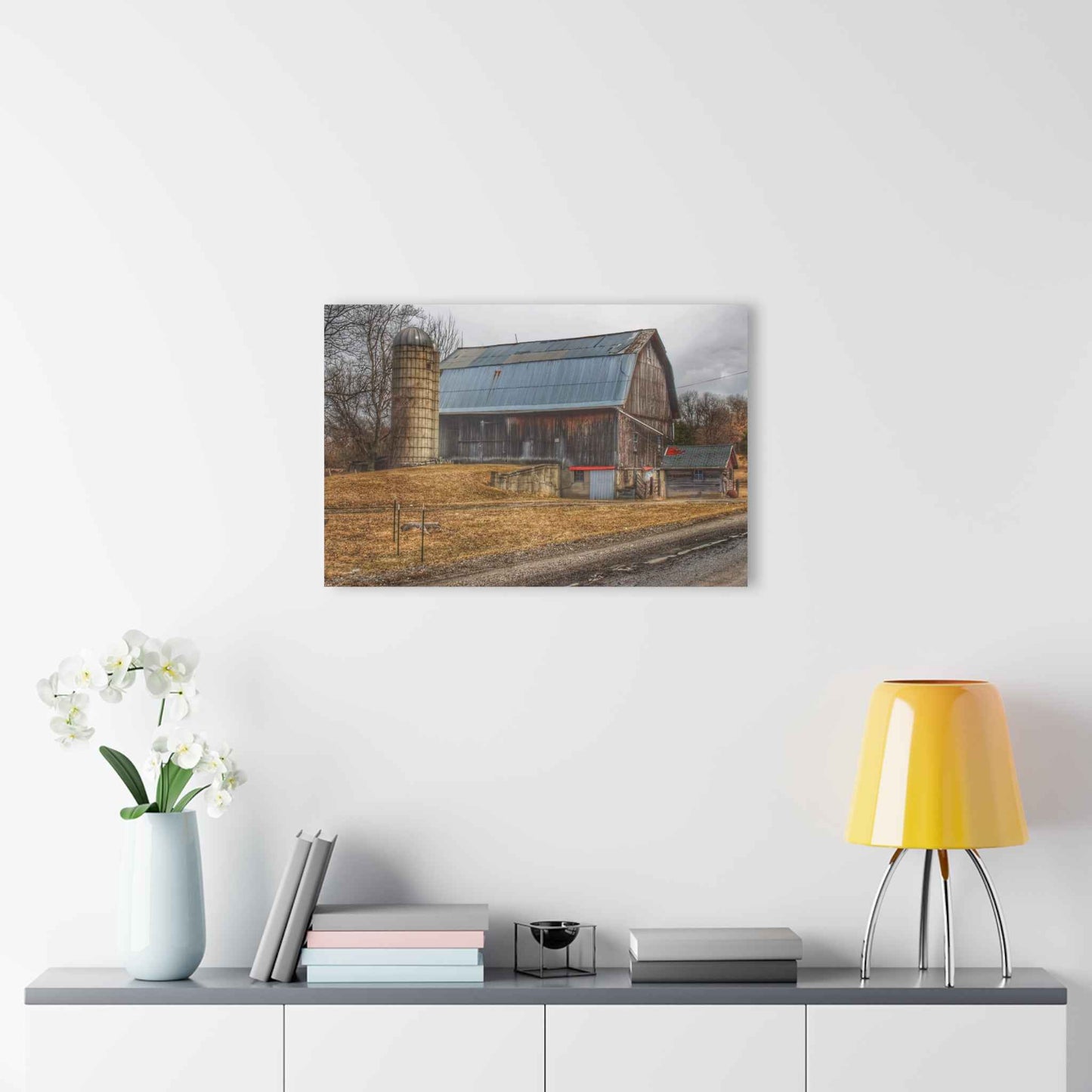 U R There Photography Seymour Lakes Roadside Grey Rustic Farmhouse Acrylic Wall Print