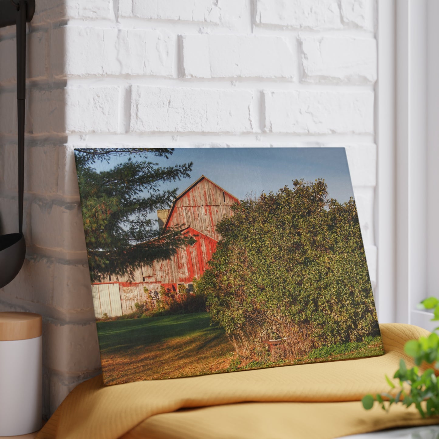 U R There Photography Cade Road Red II Rustic Farmhouse Tempered-Glass Cutting Board