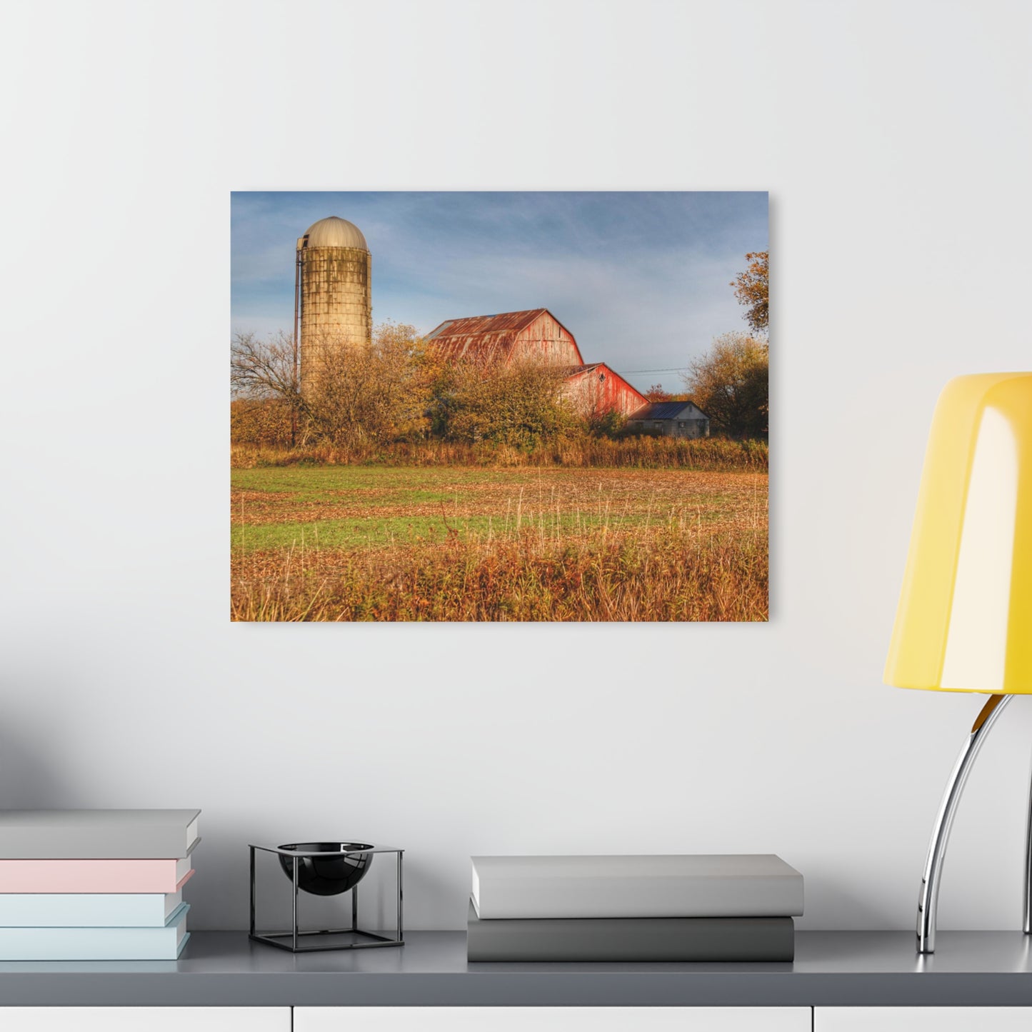 U R There Photography Cade Road Red and Silo Rustic Farmhouse Acrylic Wall Print
