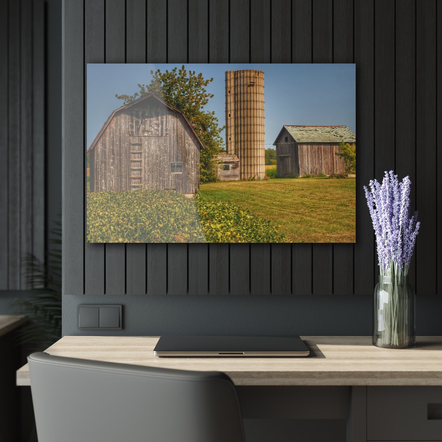 U R There Photography Swaffer Mini Greys and Silos Rustic Farmhouse Acrylic Wall Print
