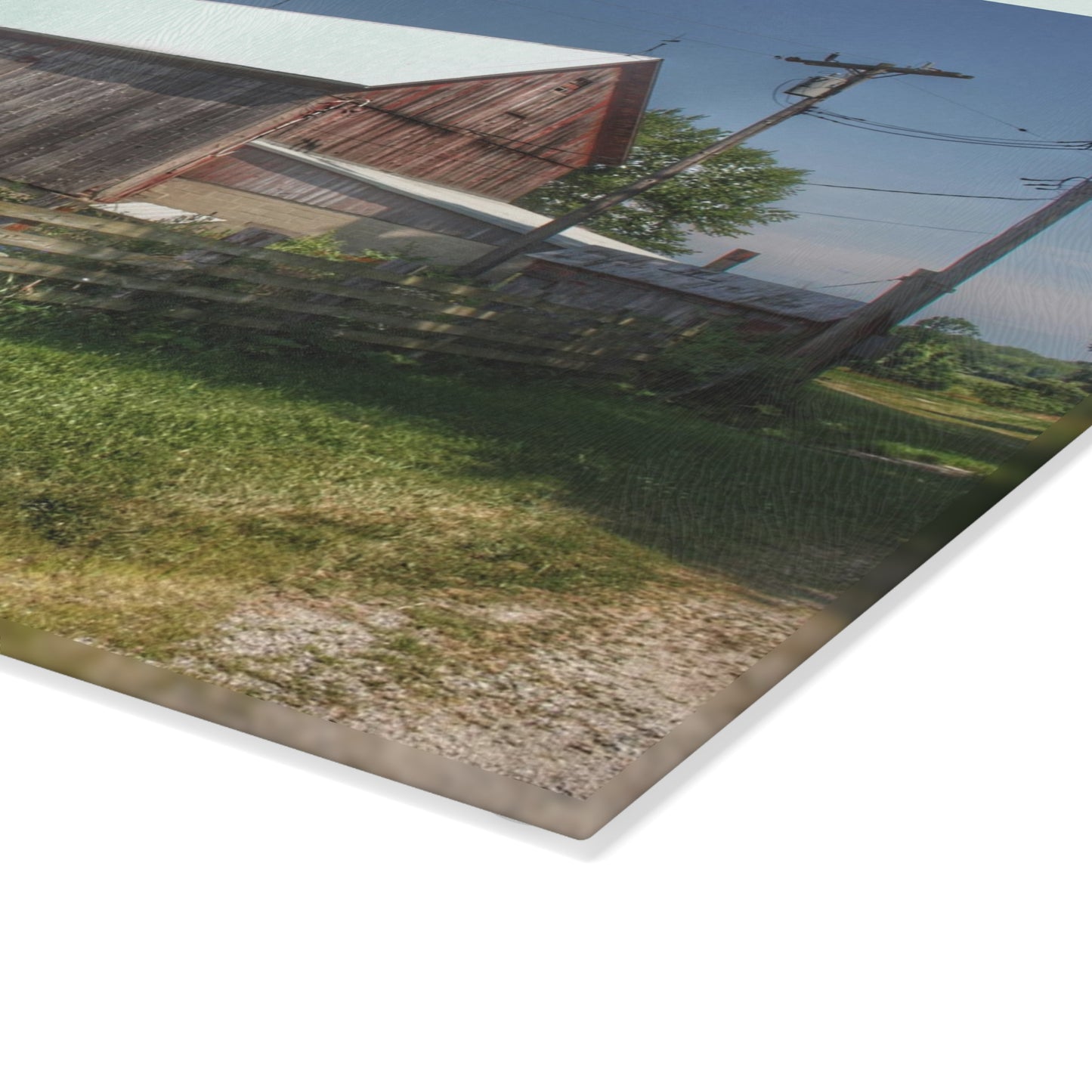 U R There Photography Castle Road Cow Barn I Rustic Farmhouse Tempered-Glass Cutting Board