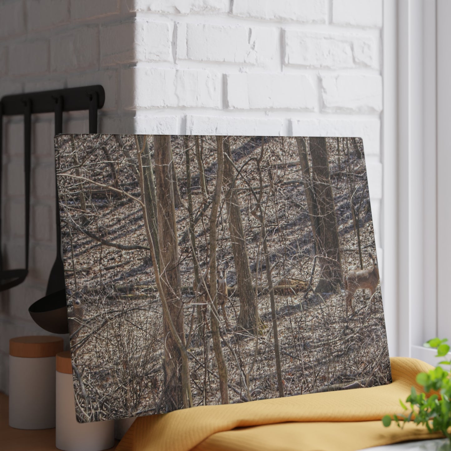 U R There Photography Three Does of Dryden Rustic Farmhouse Acrylic Analog Wall Clock