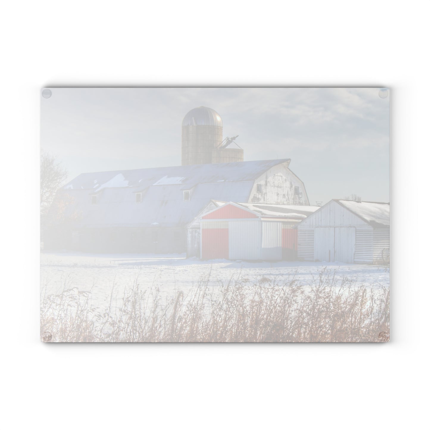 U R There Photography Shoemaker Road Grey Rustic Farmhouse Tempered-Glass Cutting Board