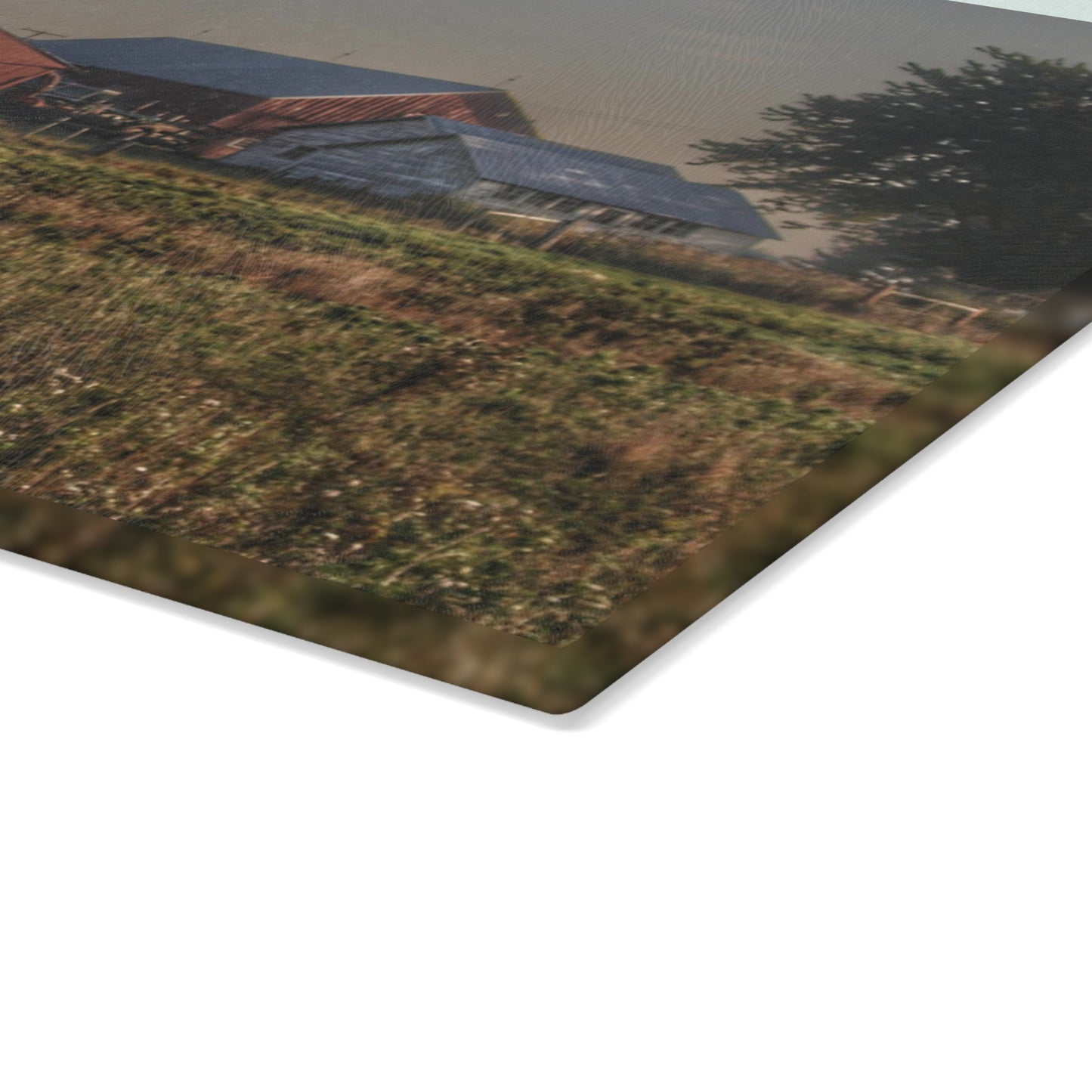 U R There Photography Shaw Road Farm Rustic Farmhouse Tempered-Glass Cutting Board