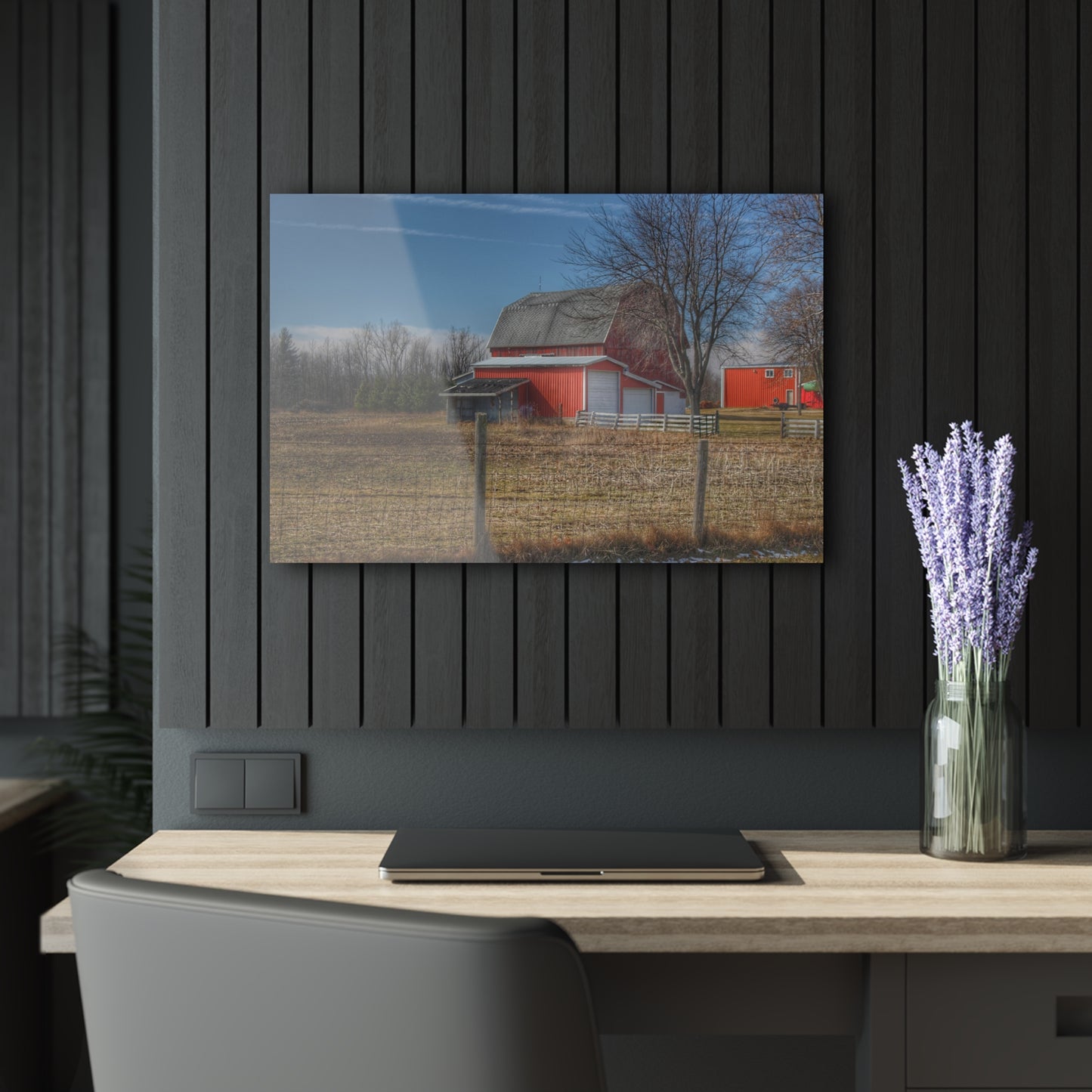 U R There Photography Clifford Road Red II Rustic Farmhouse Acrylic Wall Print
