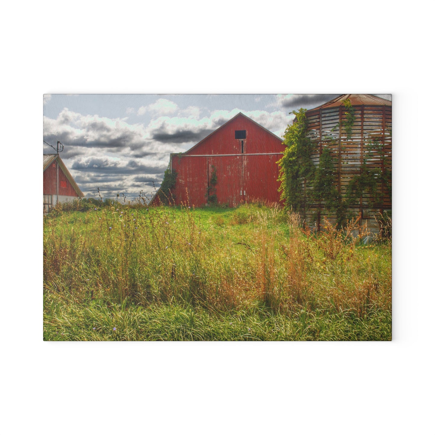 U R There Photography Roadside Relics Rustic Farmhouse Tempered-Glass Cutting Board