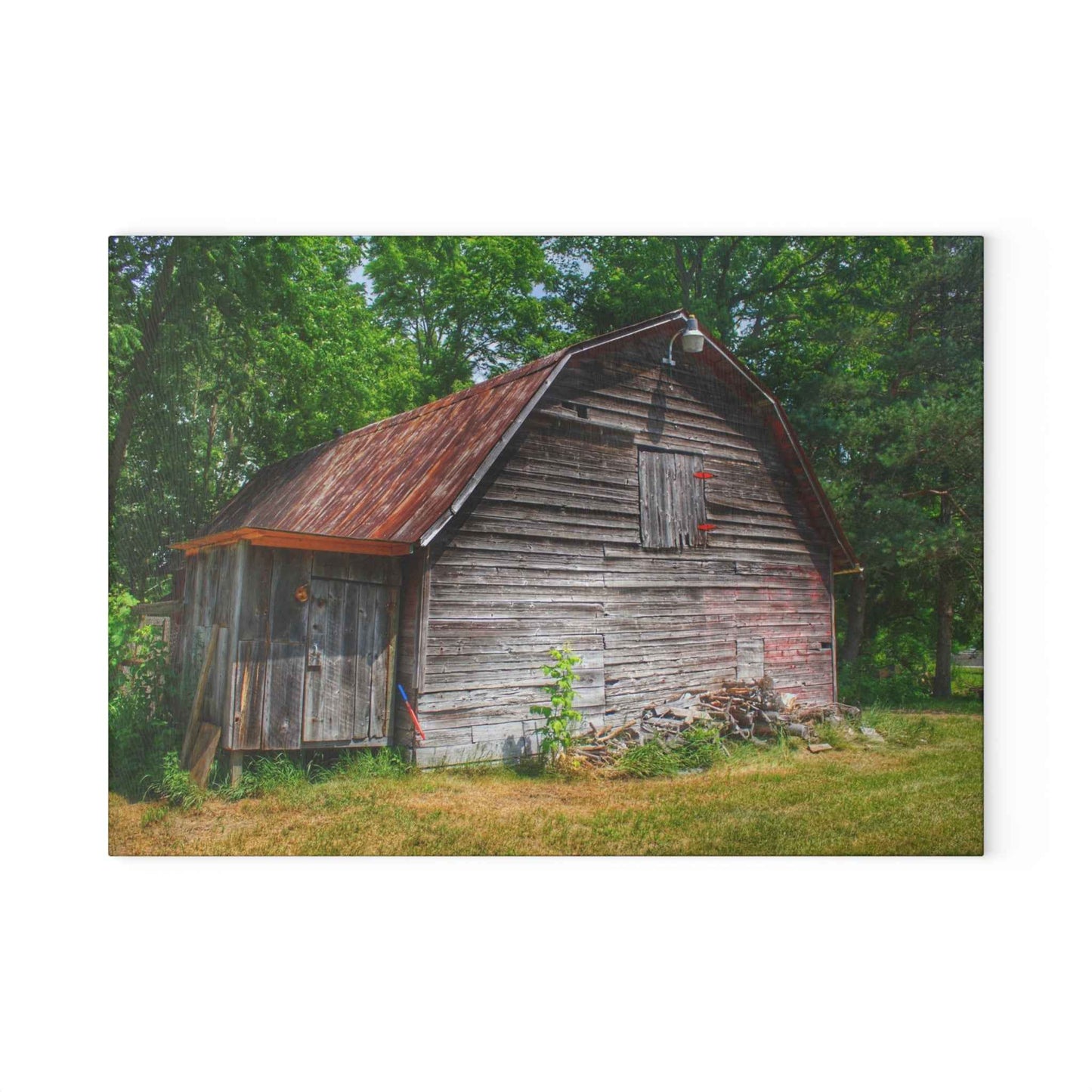 U R There Photography Roadside Grey Rustic Farmhouse Tempered-Glass Cutting Board