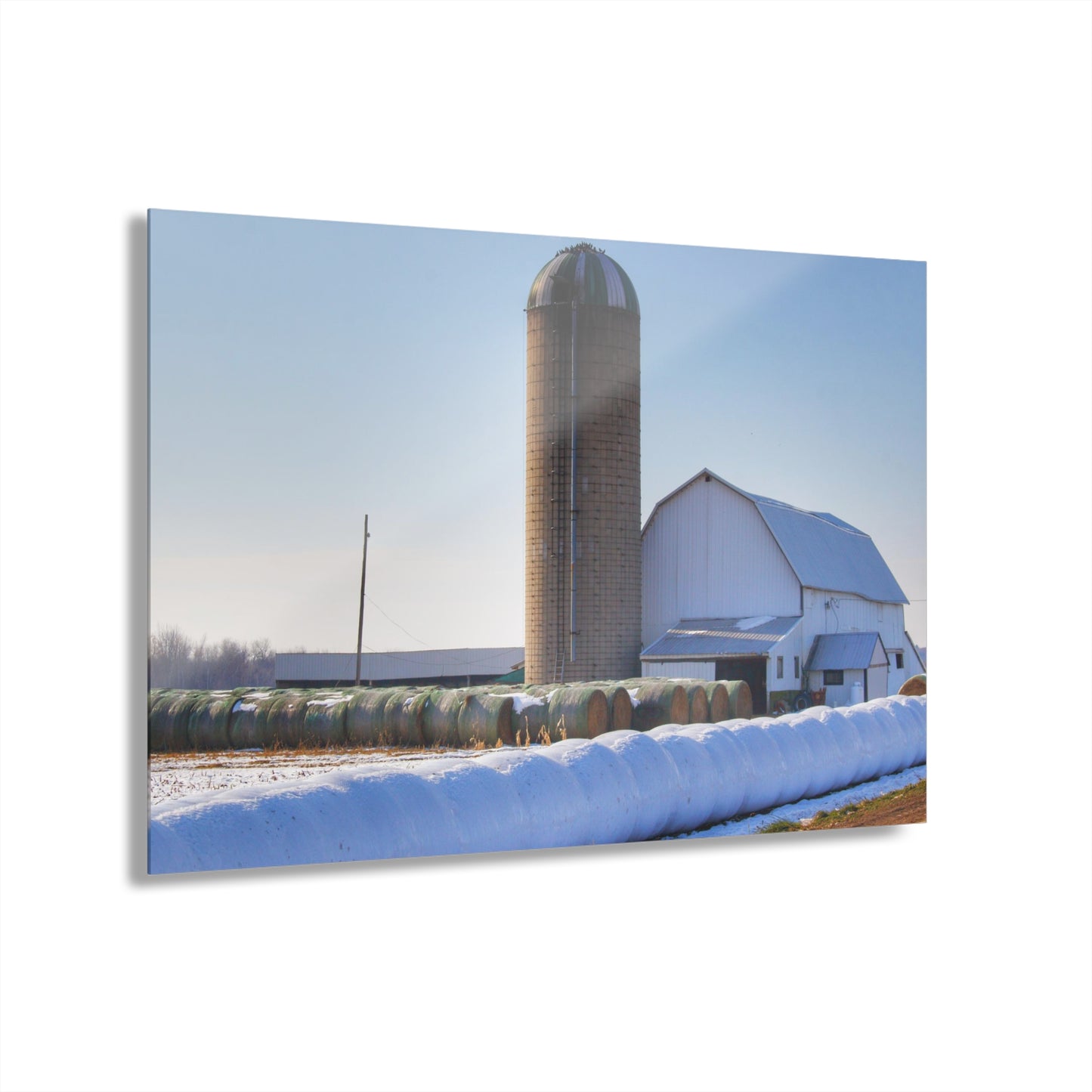 U R There Photography Bowers Road White in Winter Rustic Farmhouse Acrylic Wall Print