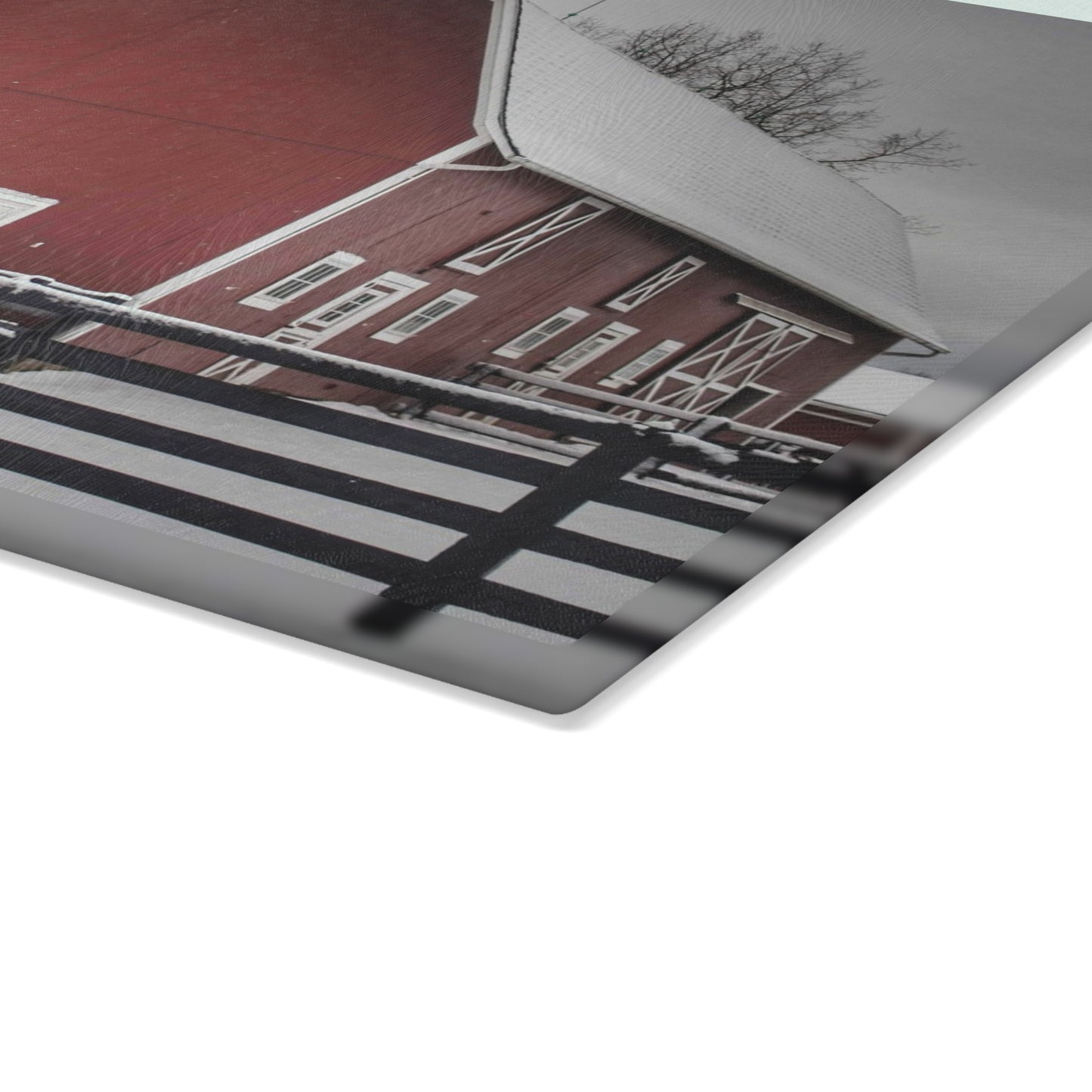 U R There Photography Barns of Barber Road III Rustic Farmhouse Tempered-Glass Cutting Board