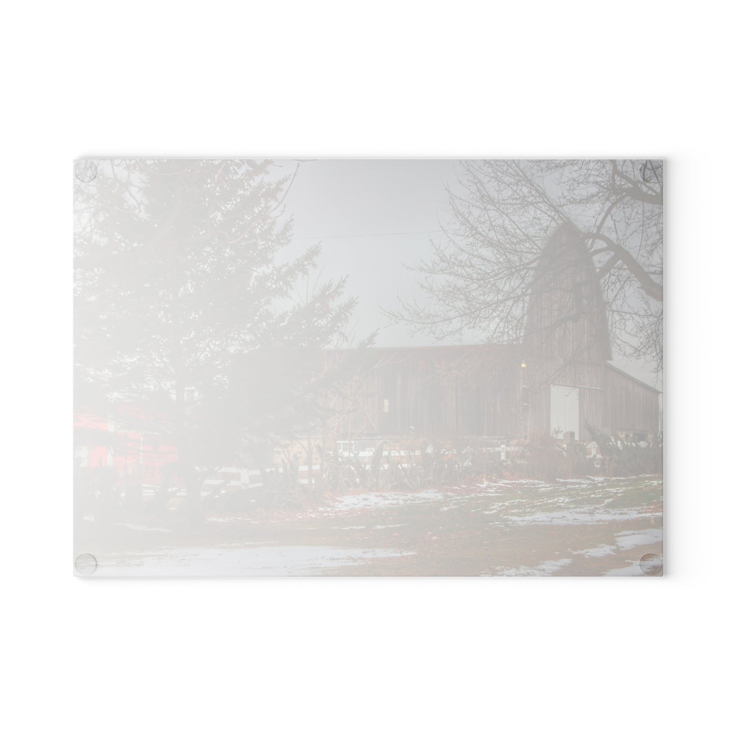 U R There Photography Schott Road Grey II Rustic Farmhouse Tempered-Glass Cutting Board