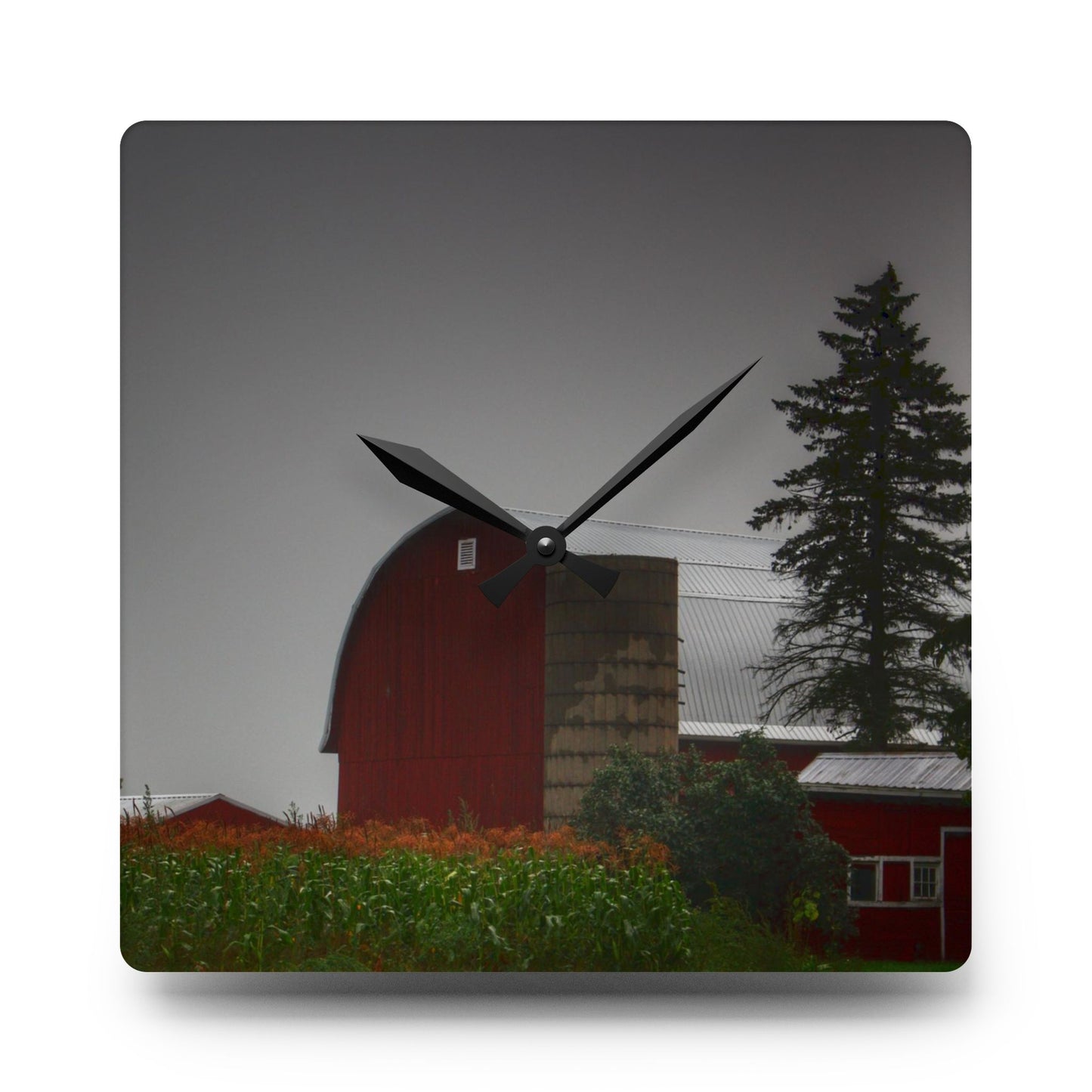 U R There Photography Beyond the Fog on Haines Rustic Farmhouse Acrylic Analog Wall Clock