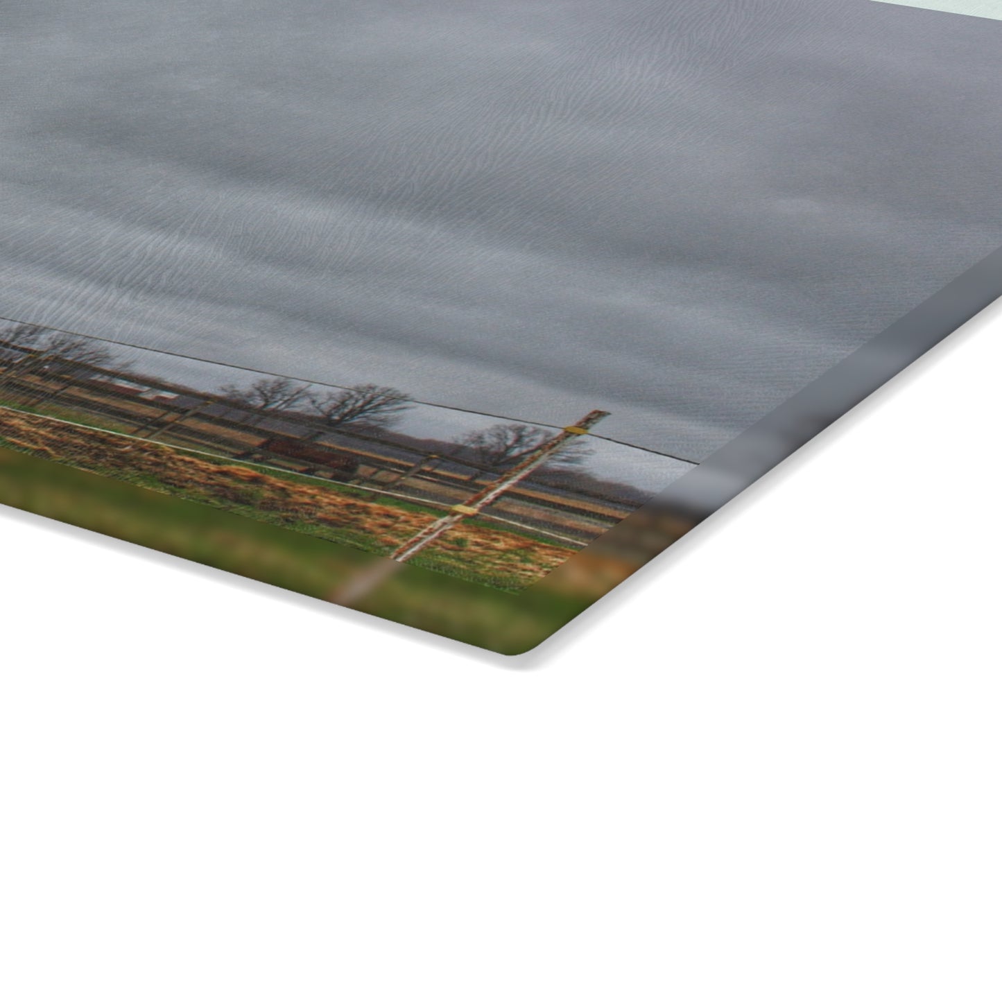 U R There Photography West Lake Road Red Barn and Windmill Rustic Farmhouse Tempered-Glass Cutting Board