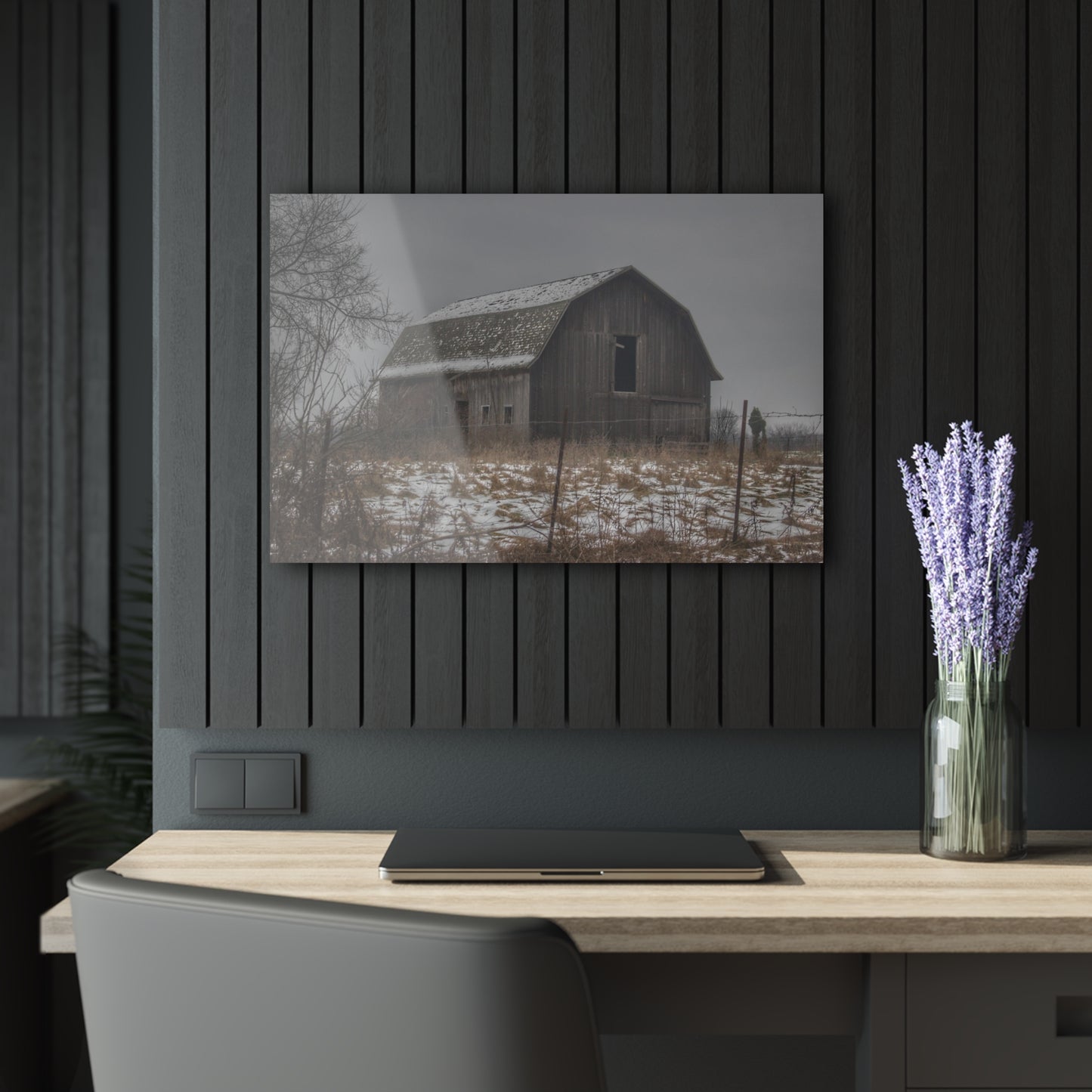 U R There Photography South Kirk Road Grey Rustic Farmhouse Acrylic Wall Print