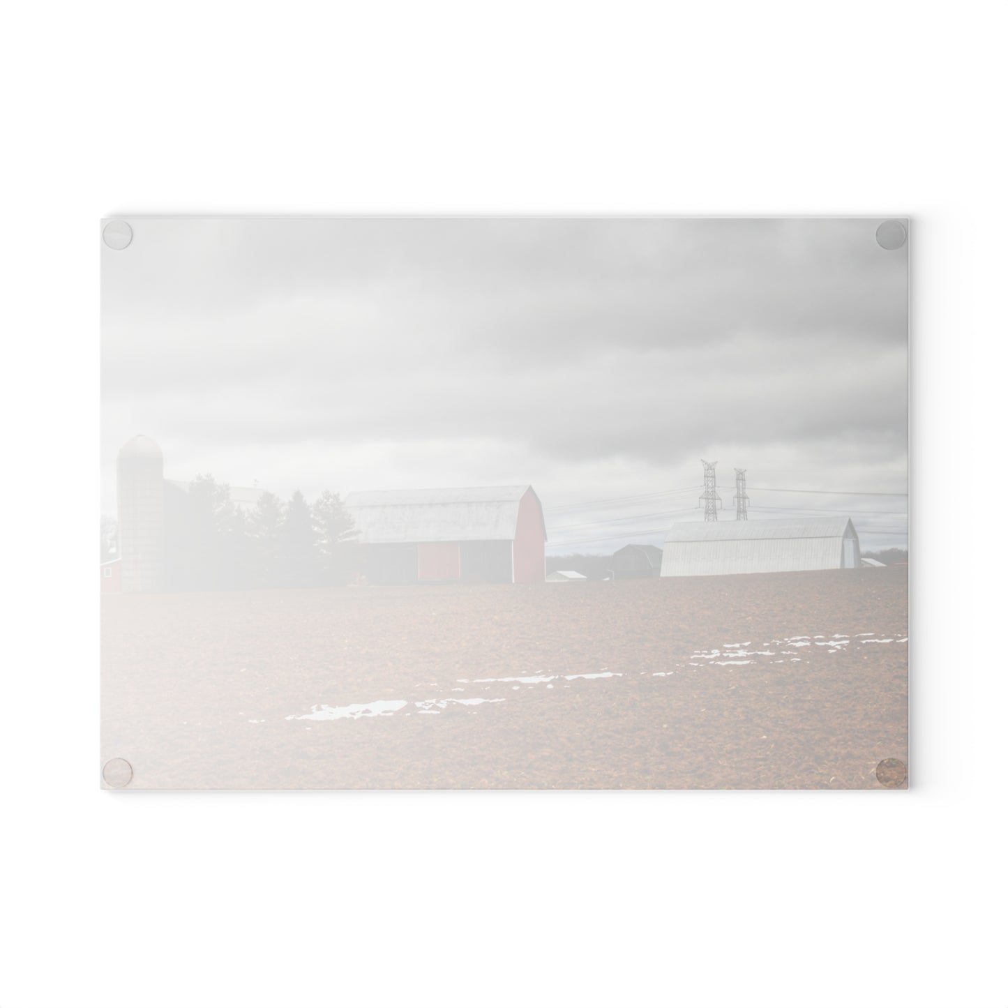 U R There Photography Ormes Road Old Grey Rustic Farmhouse Tempered-Glass Cutting Board
