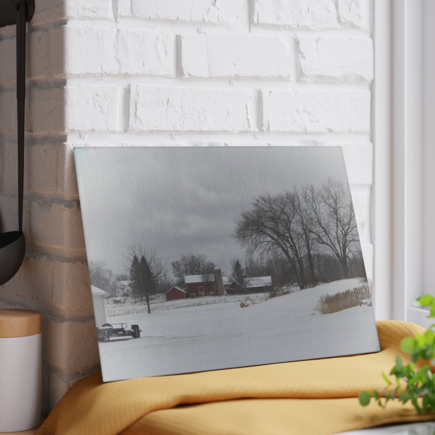 U R There Photography Across the Field on Sandy Lane Rustic Farmhouse Tempered-Glass Cutting Board
