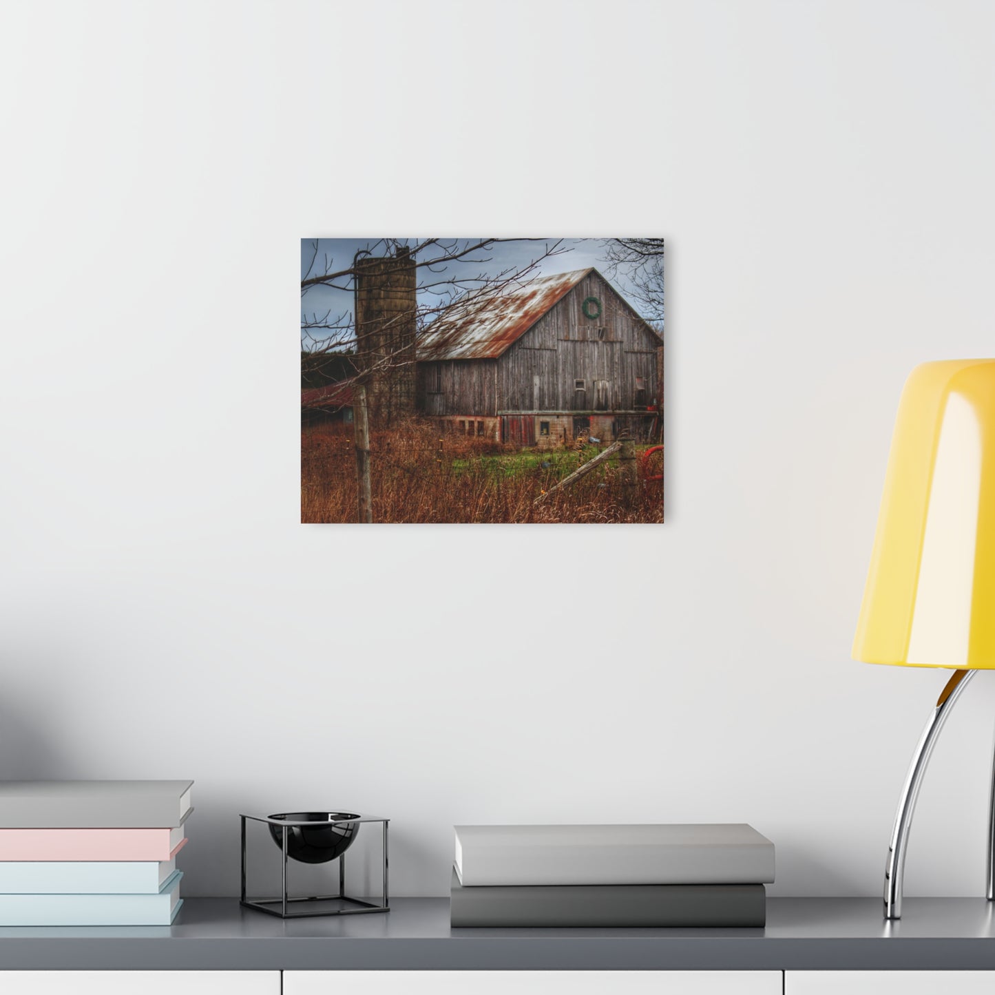 U R There Photography Churchill Christmas Barn II Rustic Farmhouse Acrylic Wall Print
