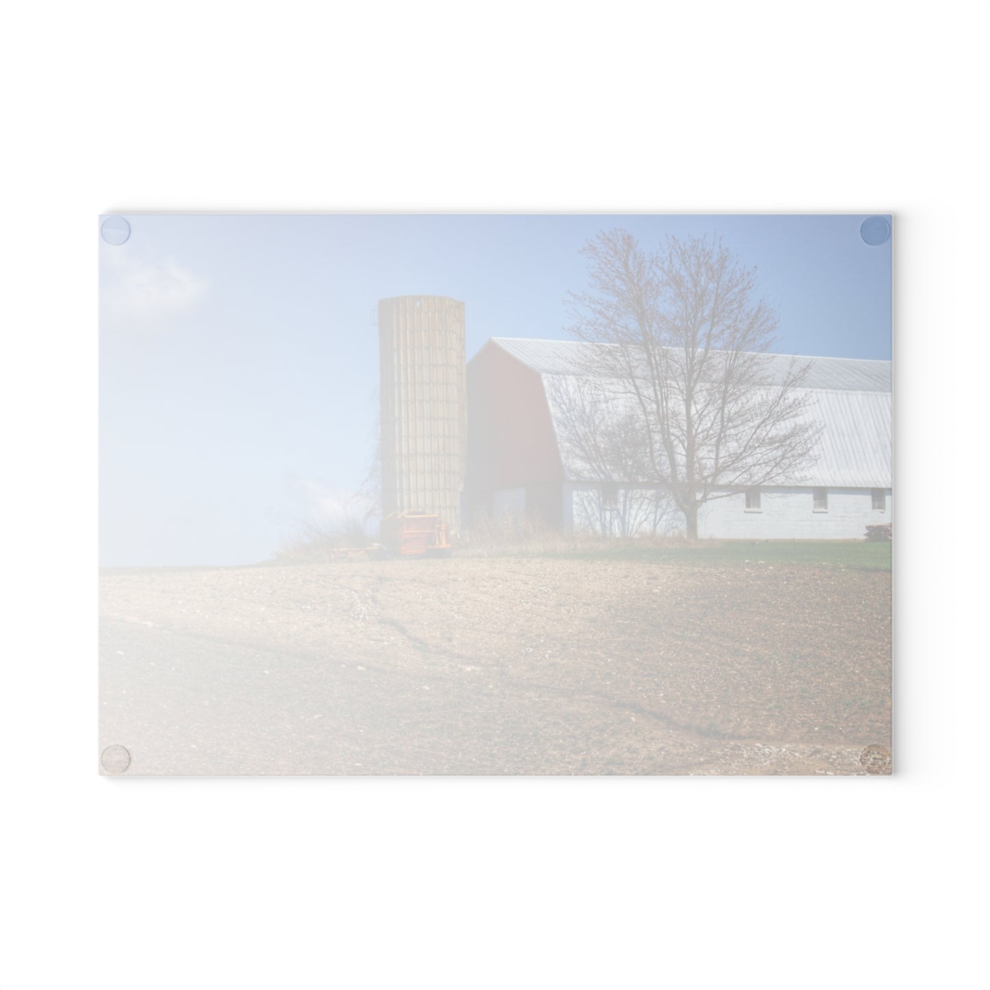 U R There Photography Shay Lake Red Rustic Farmhouse Tempered-Glass Cutting Board