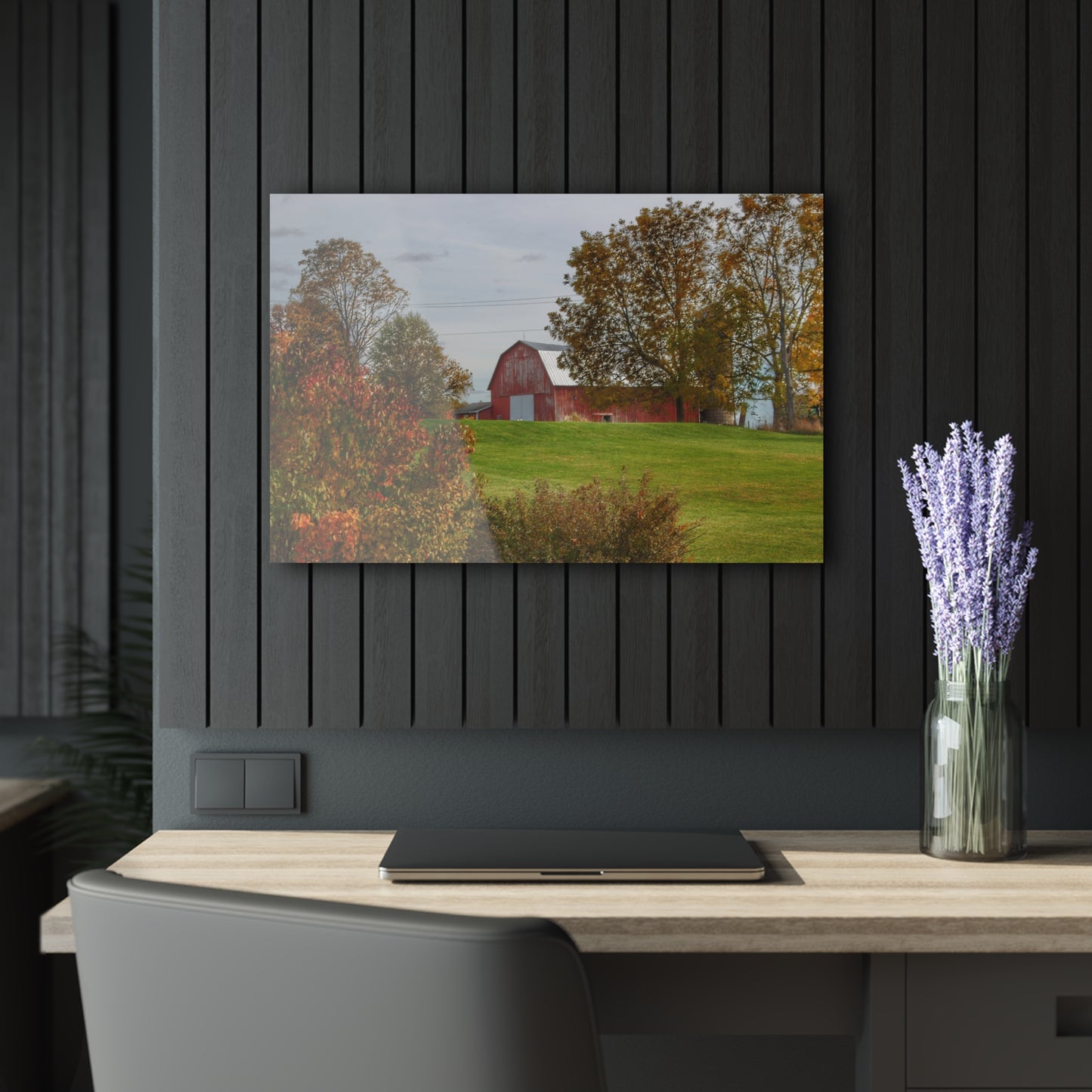 U R There Photography Lyons Road Red Rustic Farmhouse Acrylic Wall Print