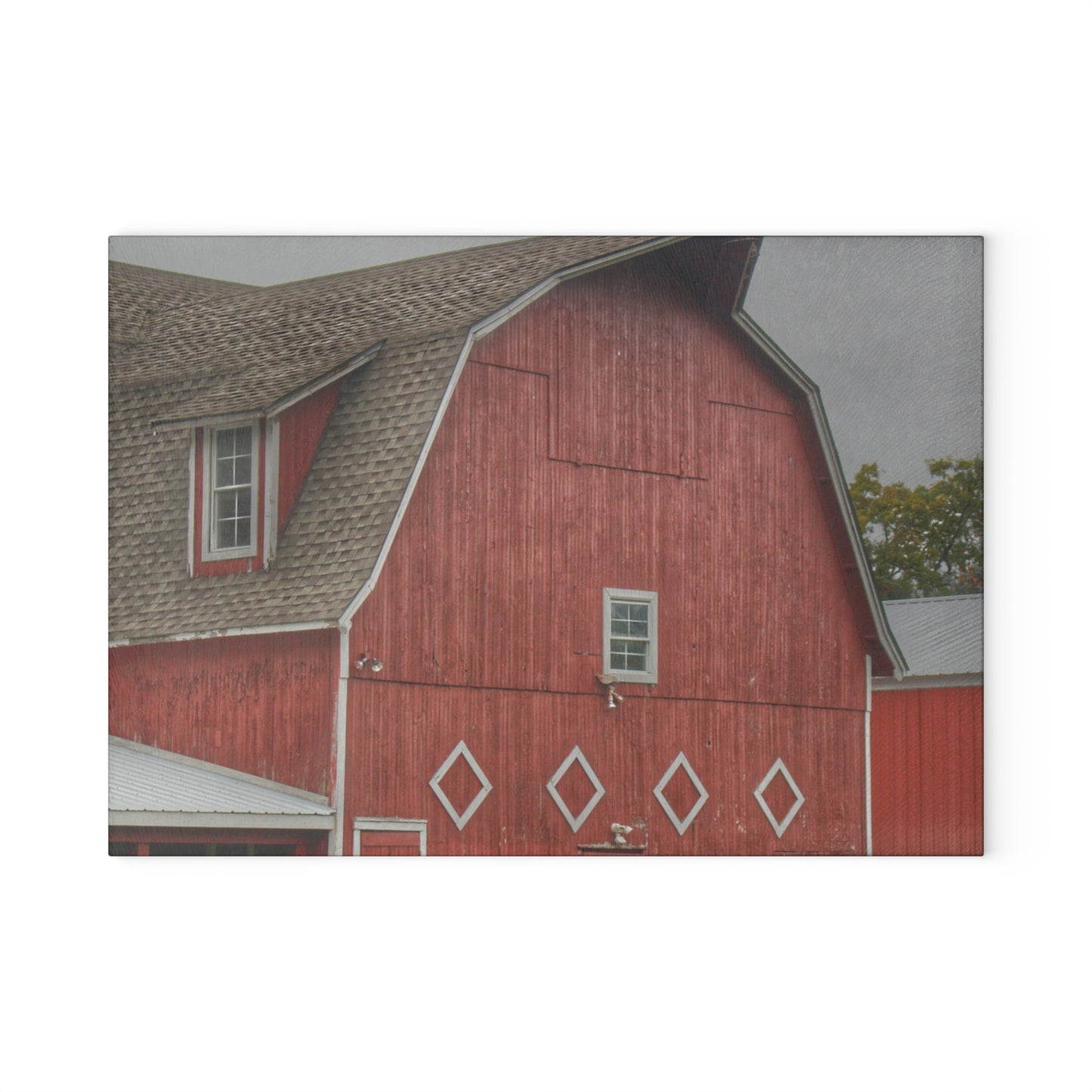 U R There Photography Brauer Road Red Rustic Farmhouse Tempered-Glass Cutting Board