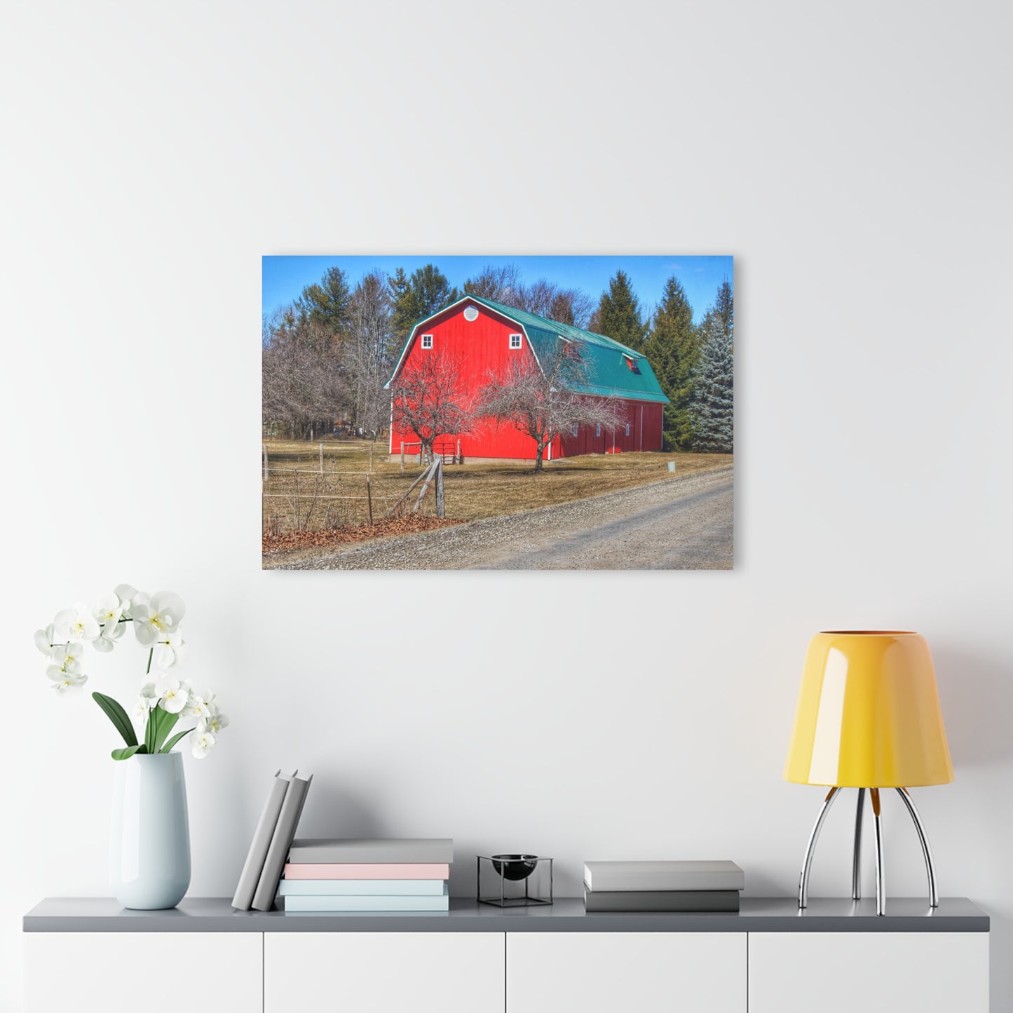 U R There Photography Campground Road Red Rustic Farmhouse Acrylic Wall Print