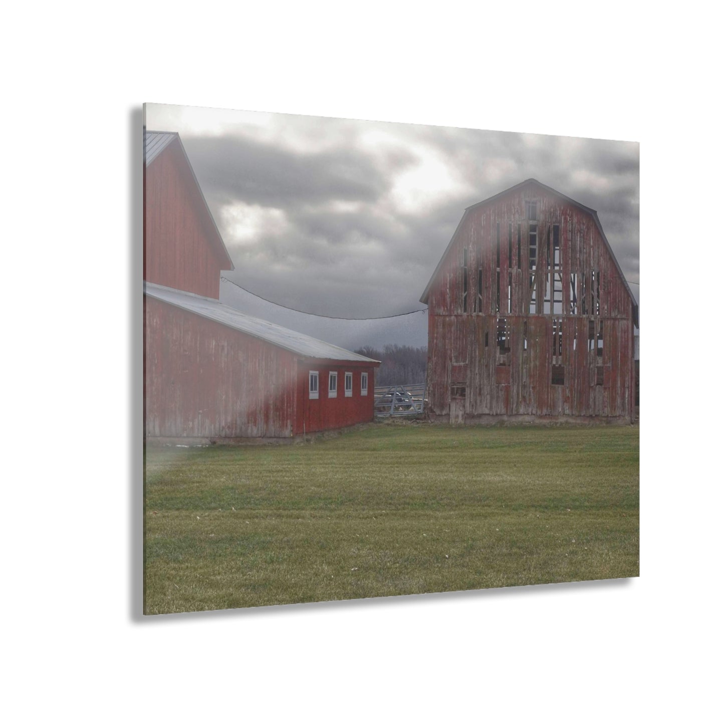 U R There Photography Church Road Reds Rustic Farmhouse Acrylic Wall Print