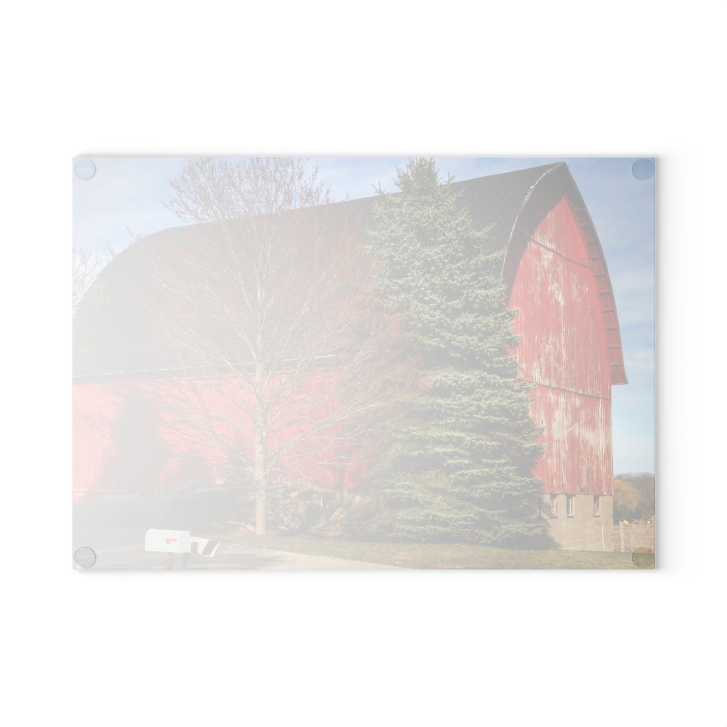 U R There Photography West Sutton Road Red Rustic Farmhouse Tempered-Glass Cutting Board